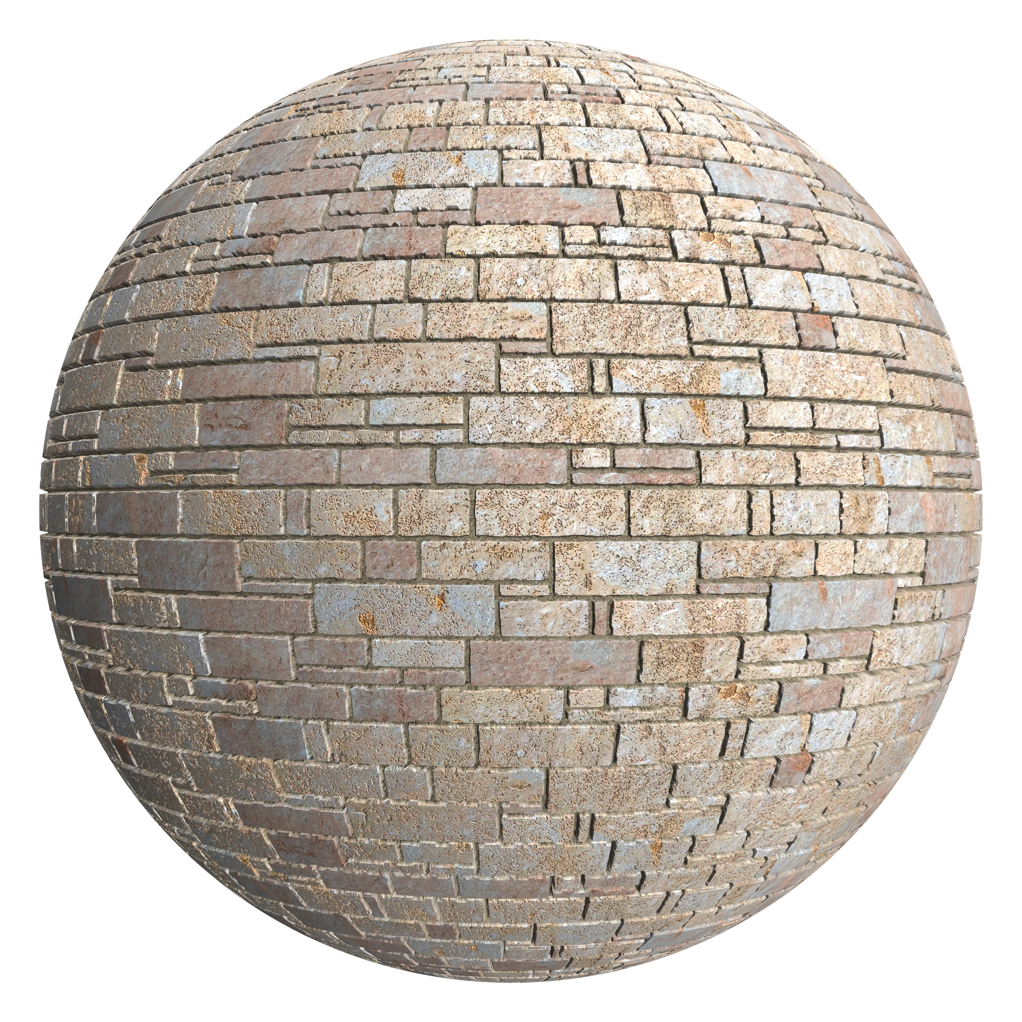3D sphere preview of Rough Limestone Coursed Ashlar seamless texture