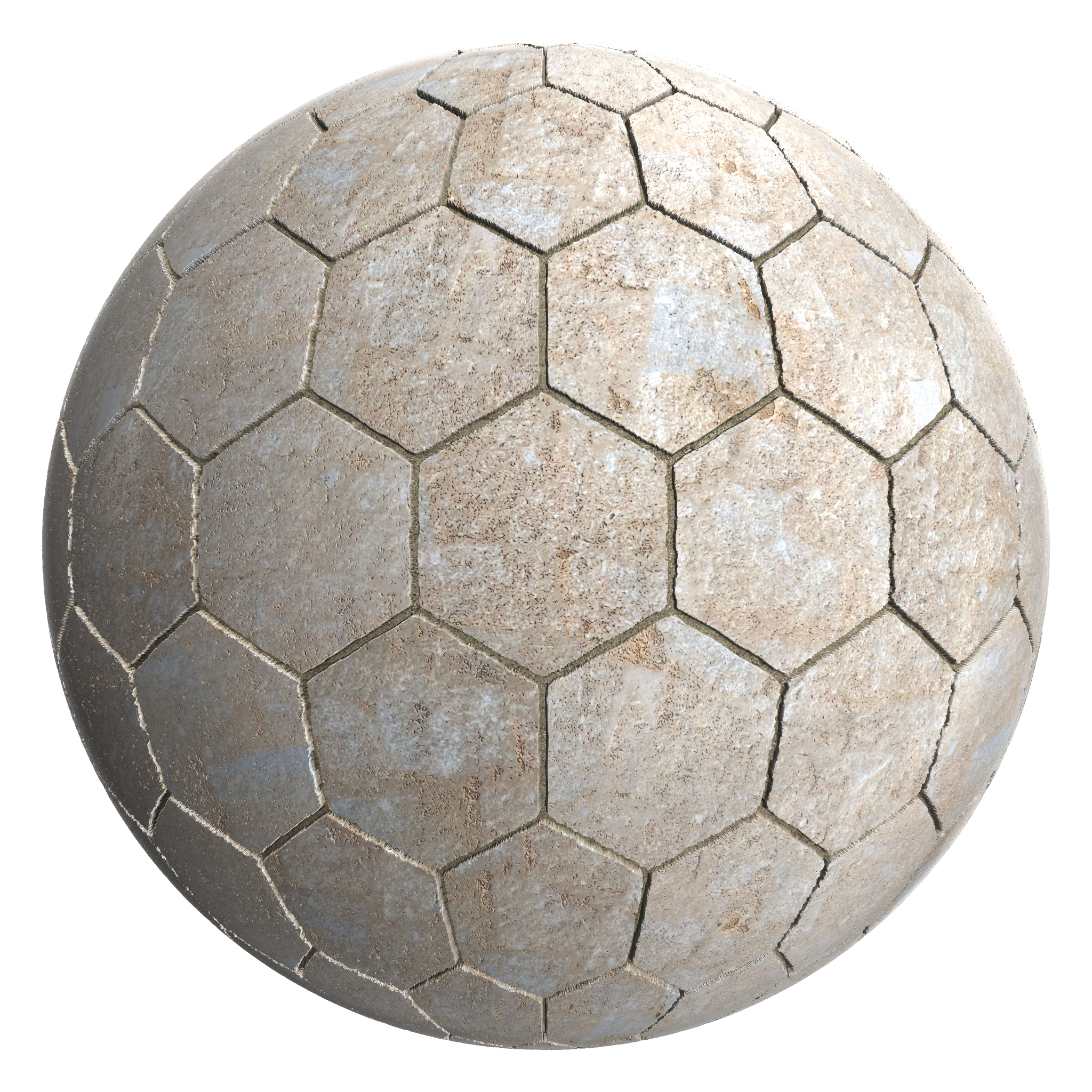 3D sphere preview of Rough Limestone Hexagonal seamless texture