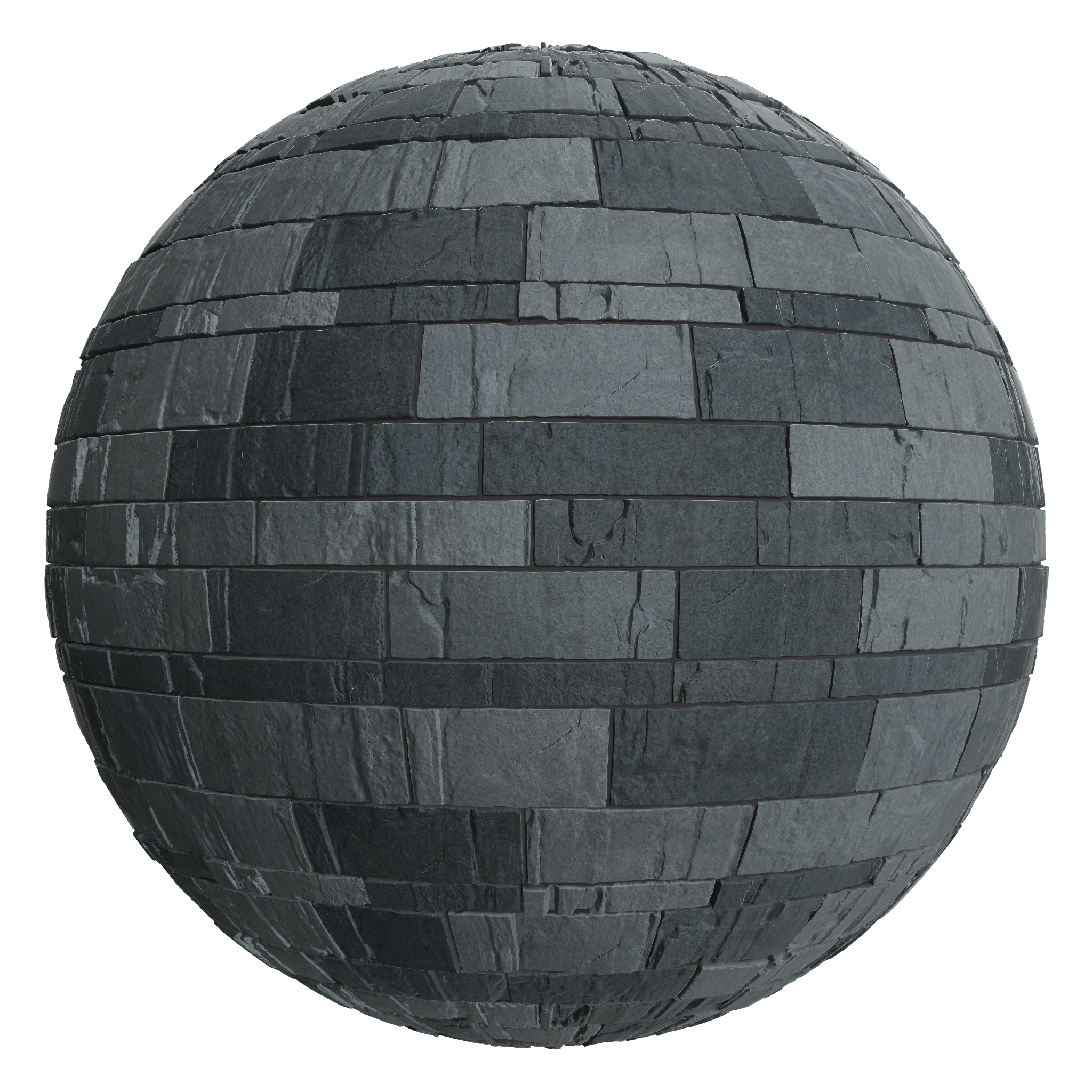 3D sphere preview of Riven Slate, Ashlar seamless texture
