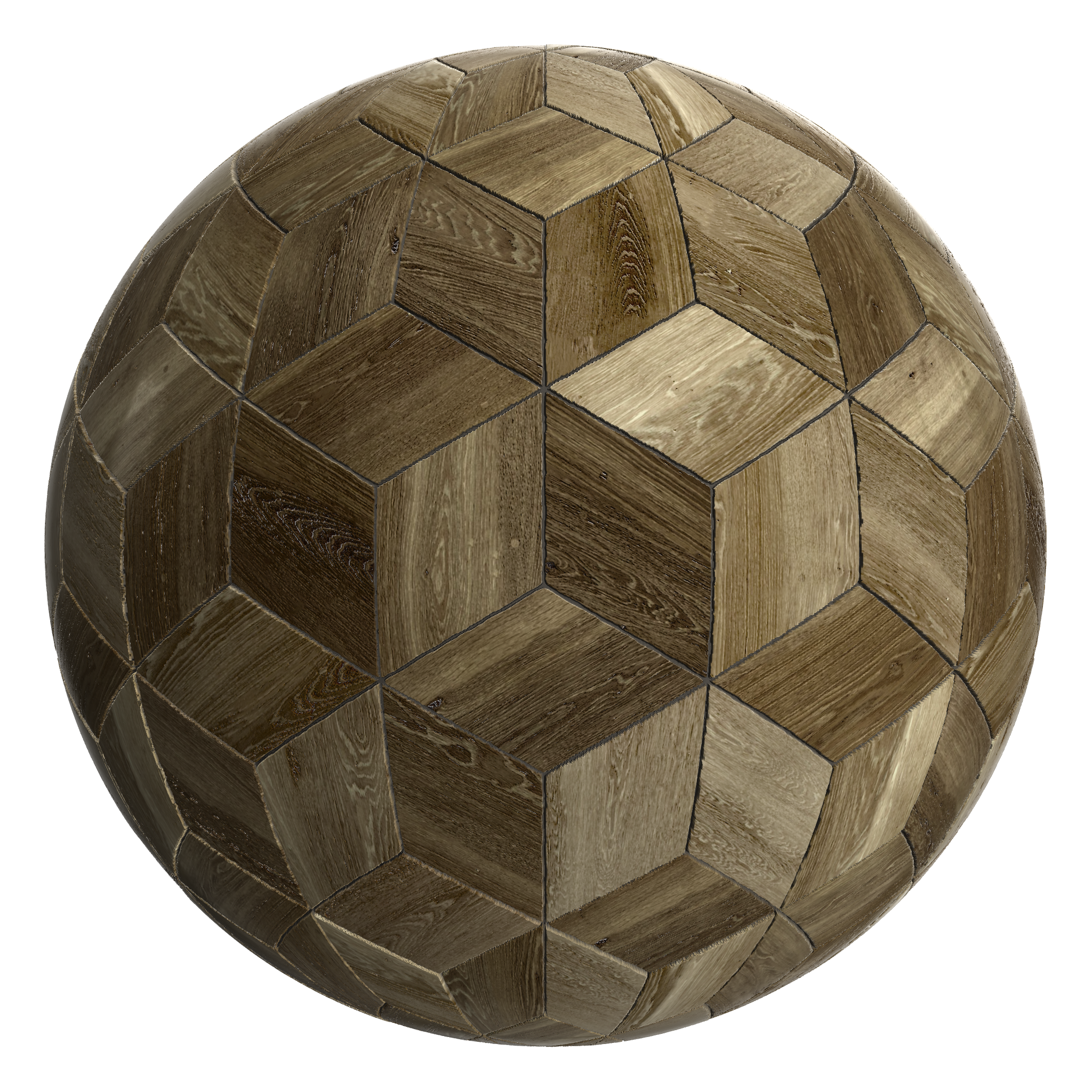 3D sphere preview of Stained Timber Cubic seamless texture
