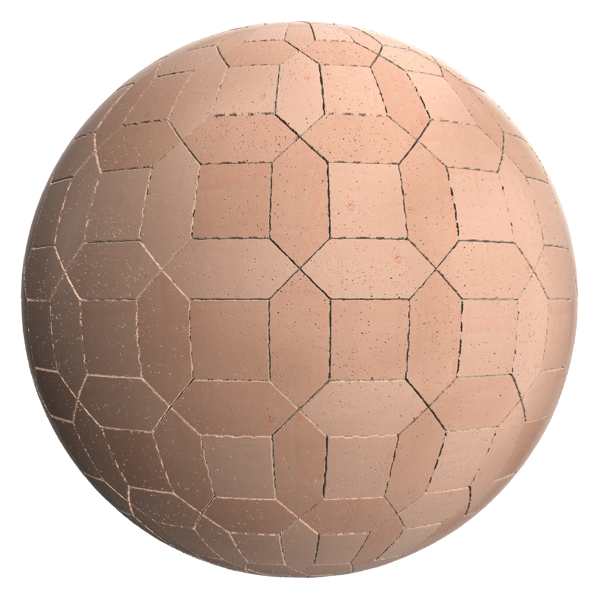 3D sphere preview of Terracotta, Picket and Square seamless texture