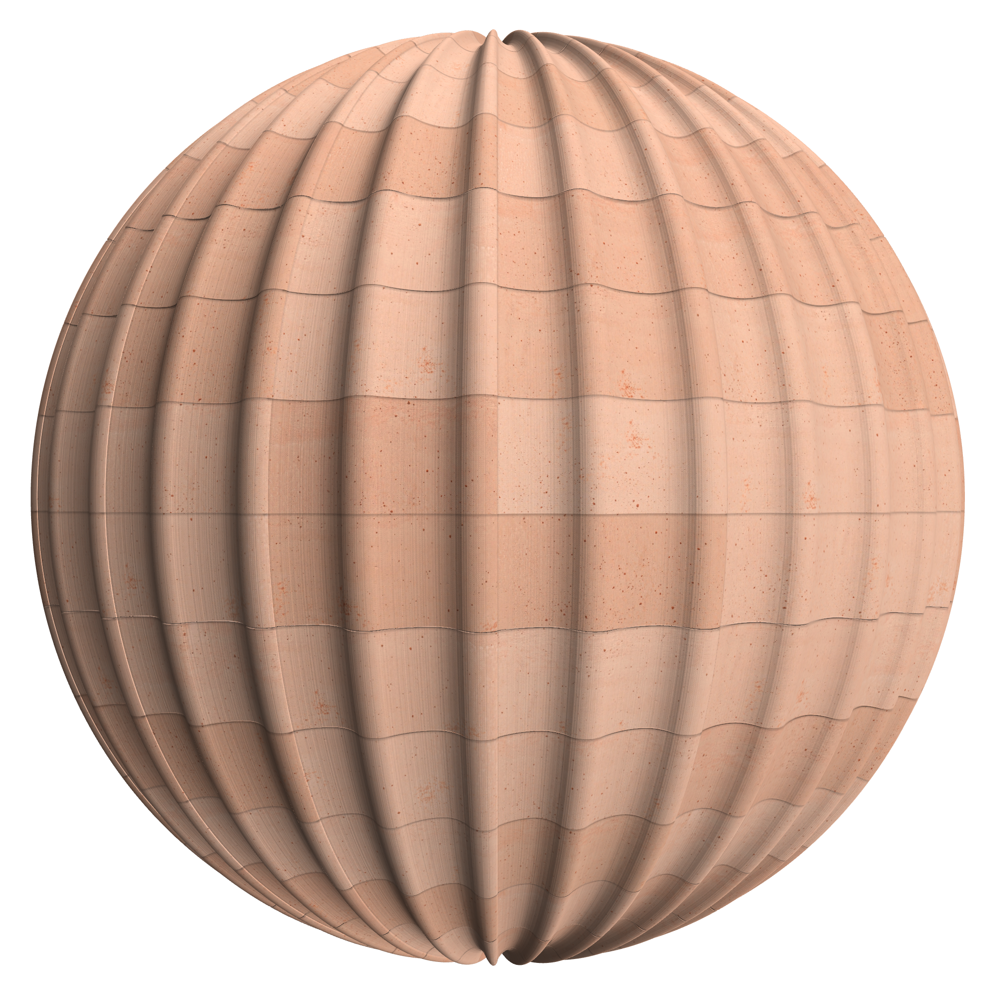 3D sphere preview of Terracotta Pantile Stack seamless texture