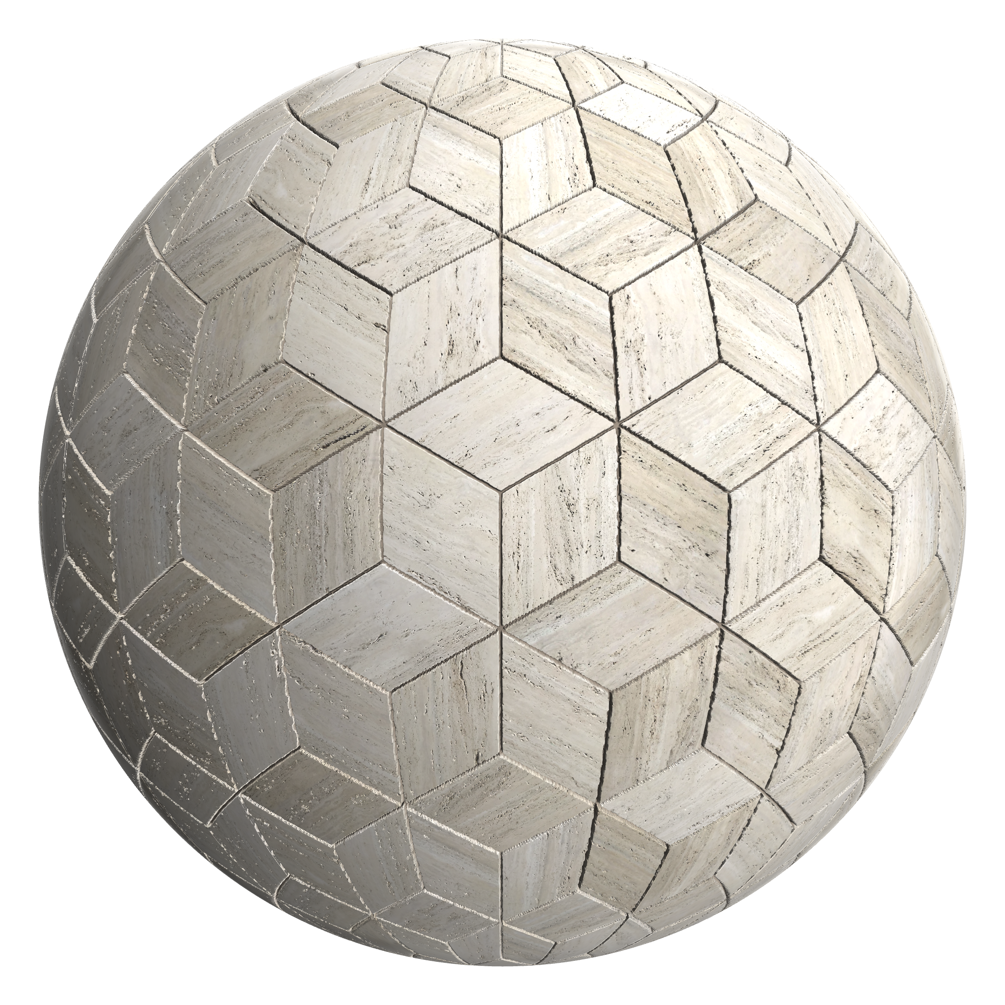 3D sphere preview of Travertine Cubic seamless texture