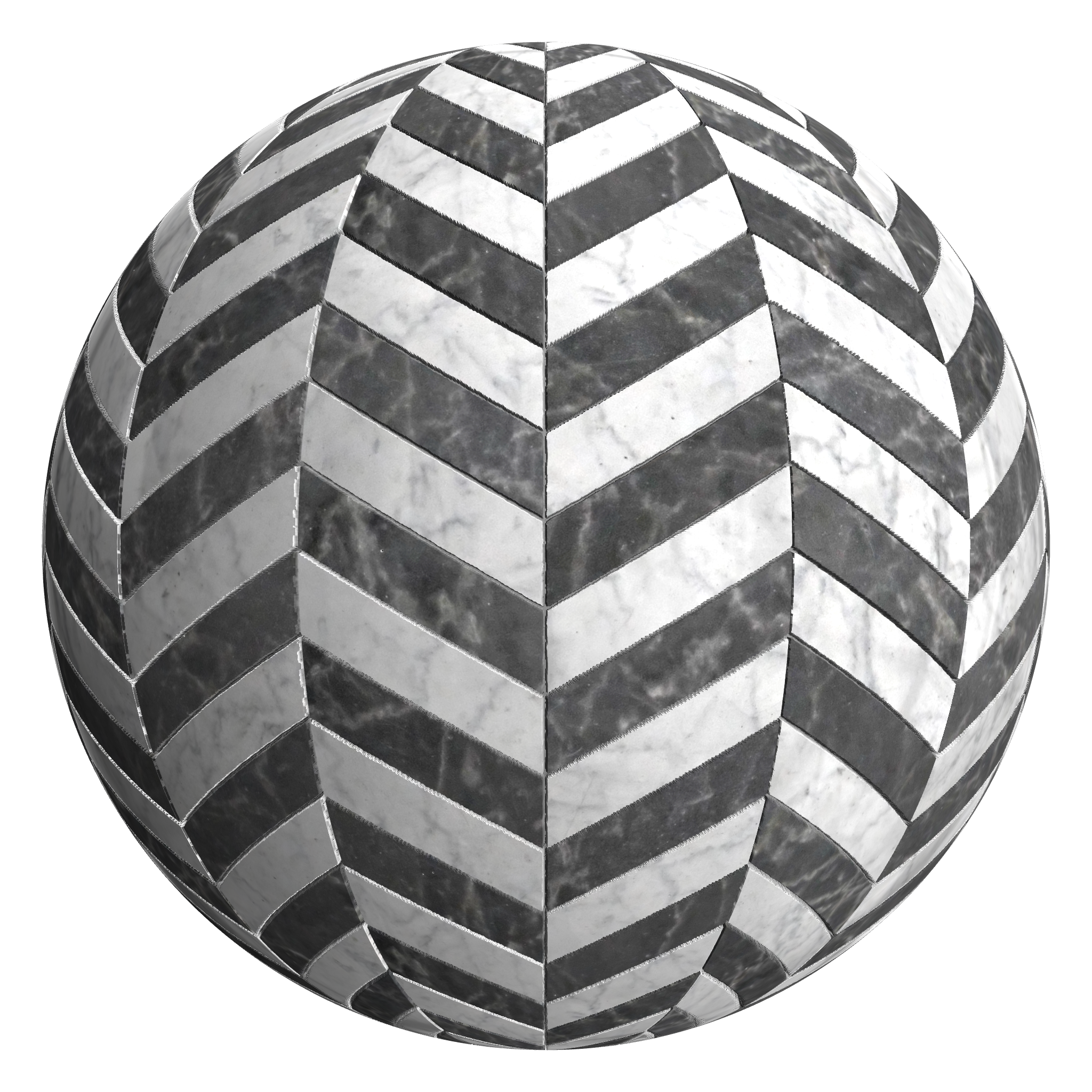 3D sphere preview of White Marble Chevron seamless texture