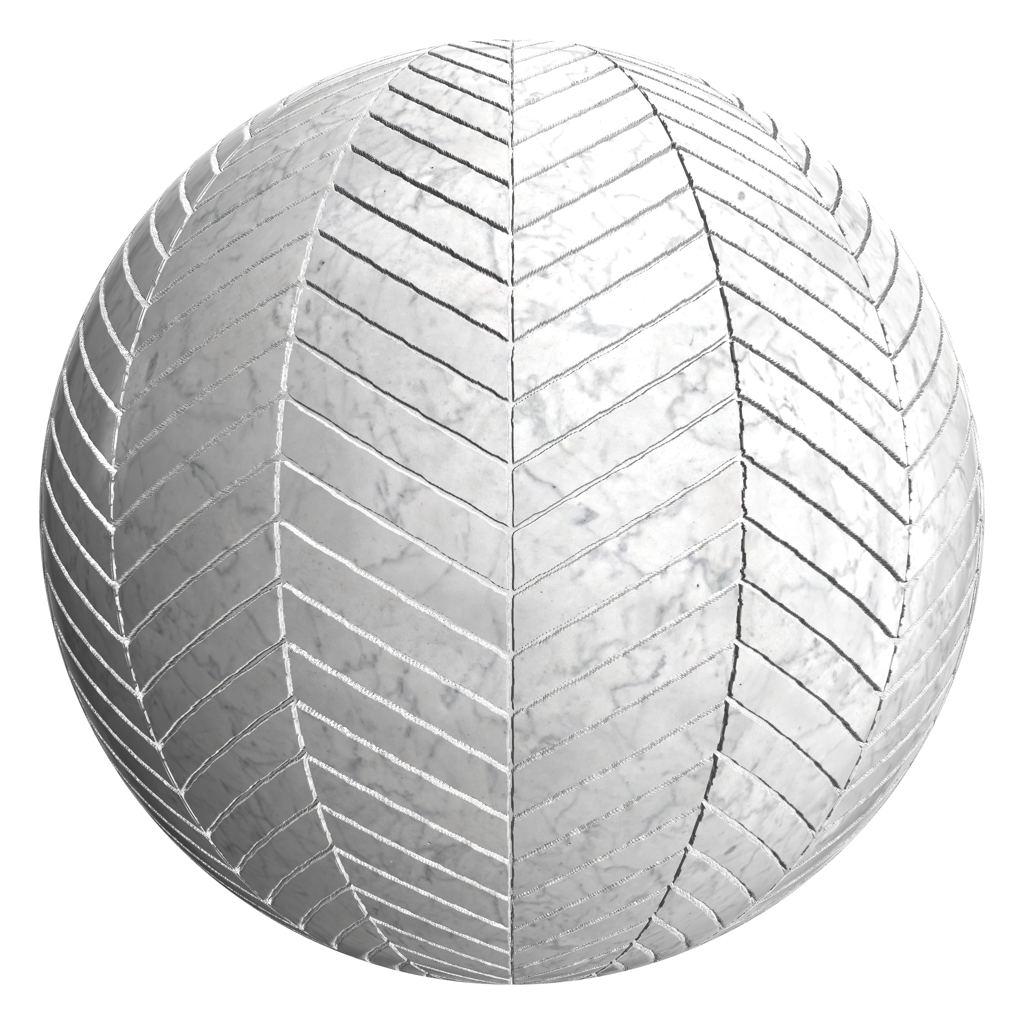 3D sphere preview of White Marble Chevron seamless texture