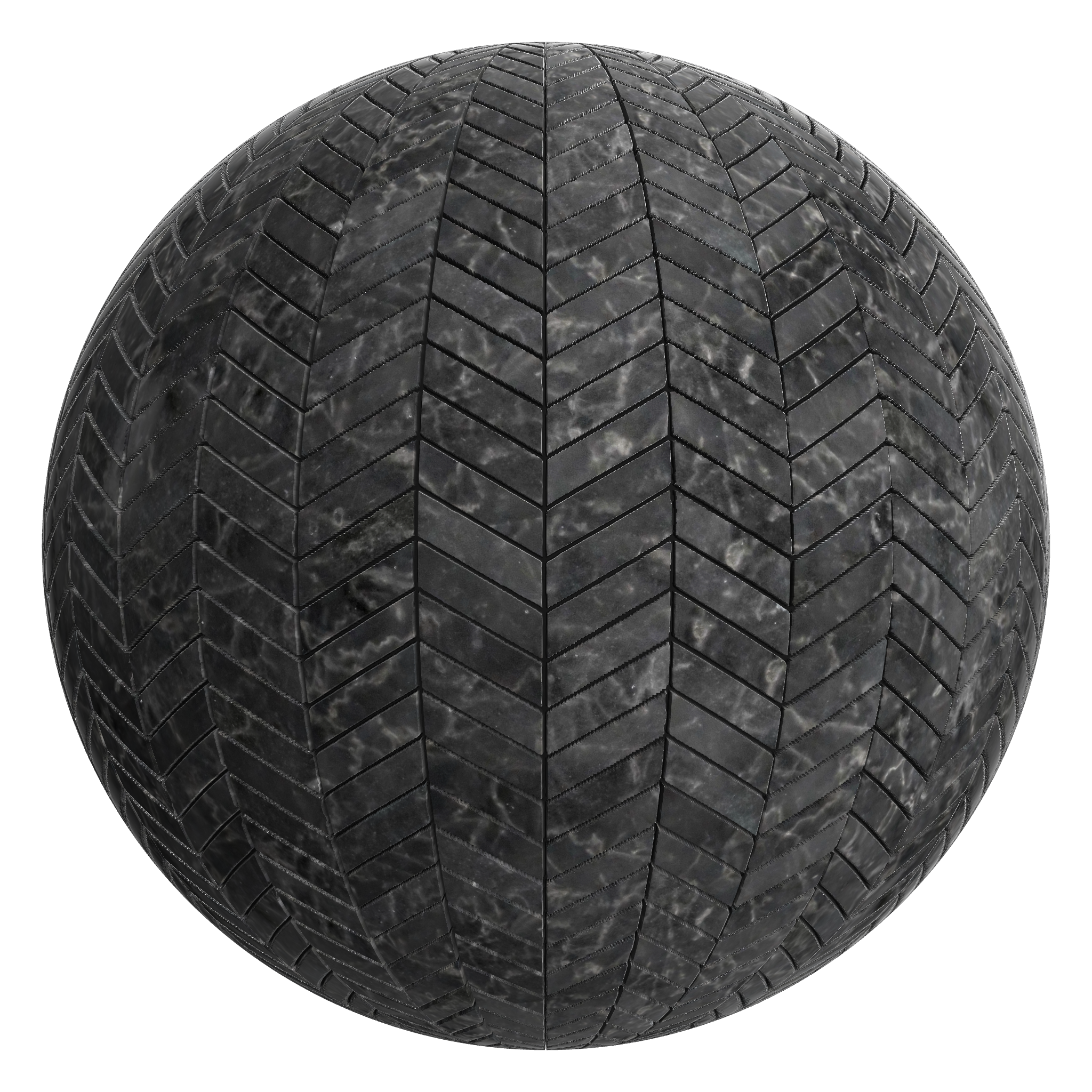 3D sphere preview of White Marble Chevron seamless texture