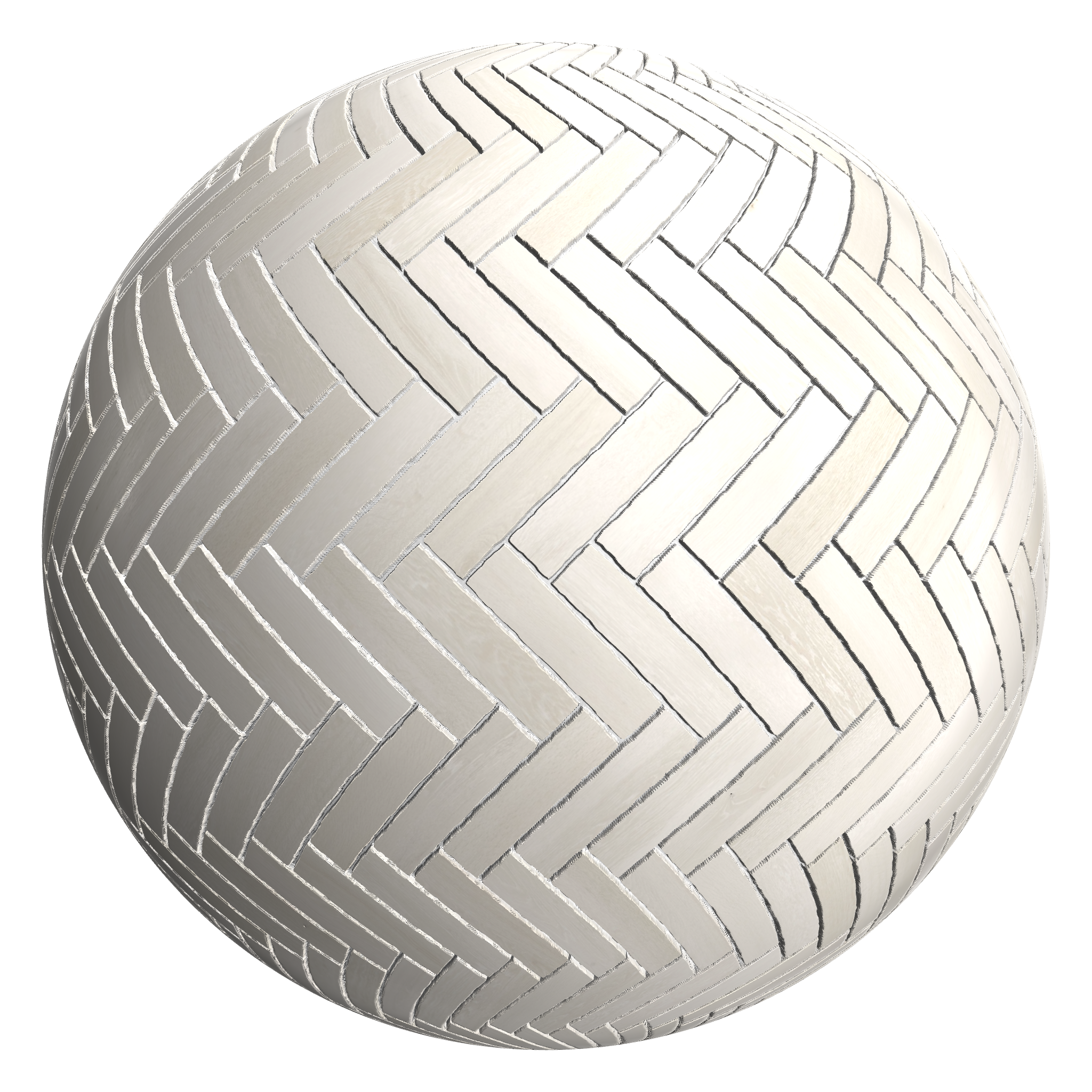 3D sphere preview of White Oiled Timber Herringbone seamless texture