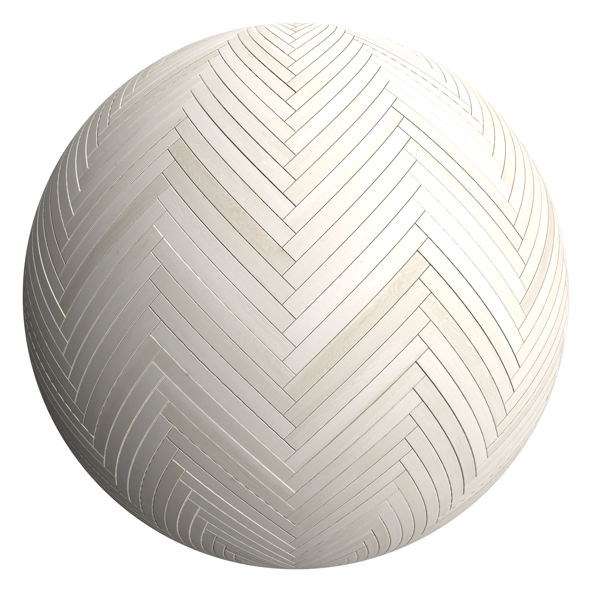 3D sphere preview of White Oiled Timber, Herringbone seamless texture