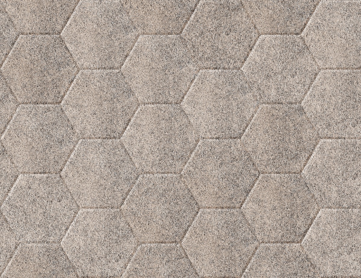 A seamless acoustic texture with wood wool units arranged in a Hexagonal pattern