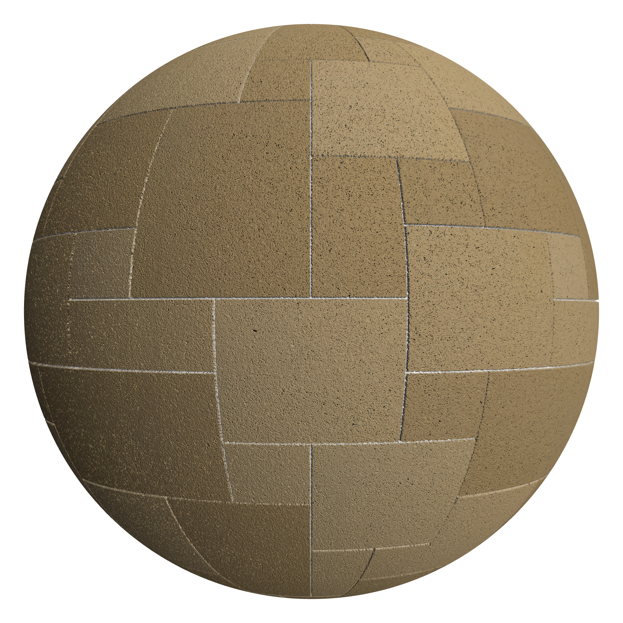 3D sphere preview of Yellow Travertine Stone French Pattern seamless texture