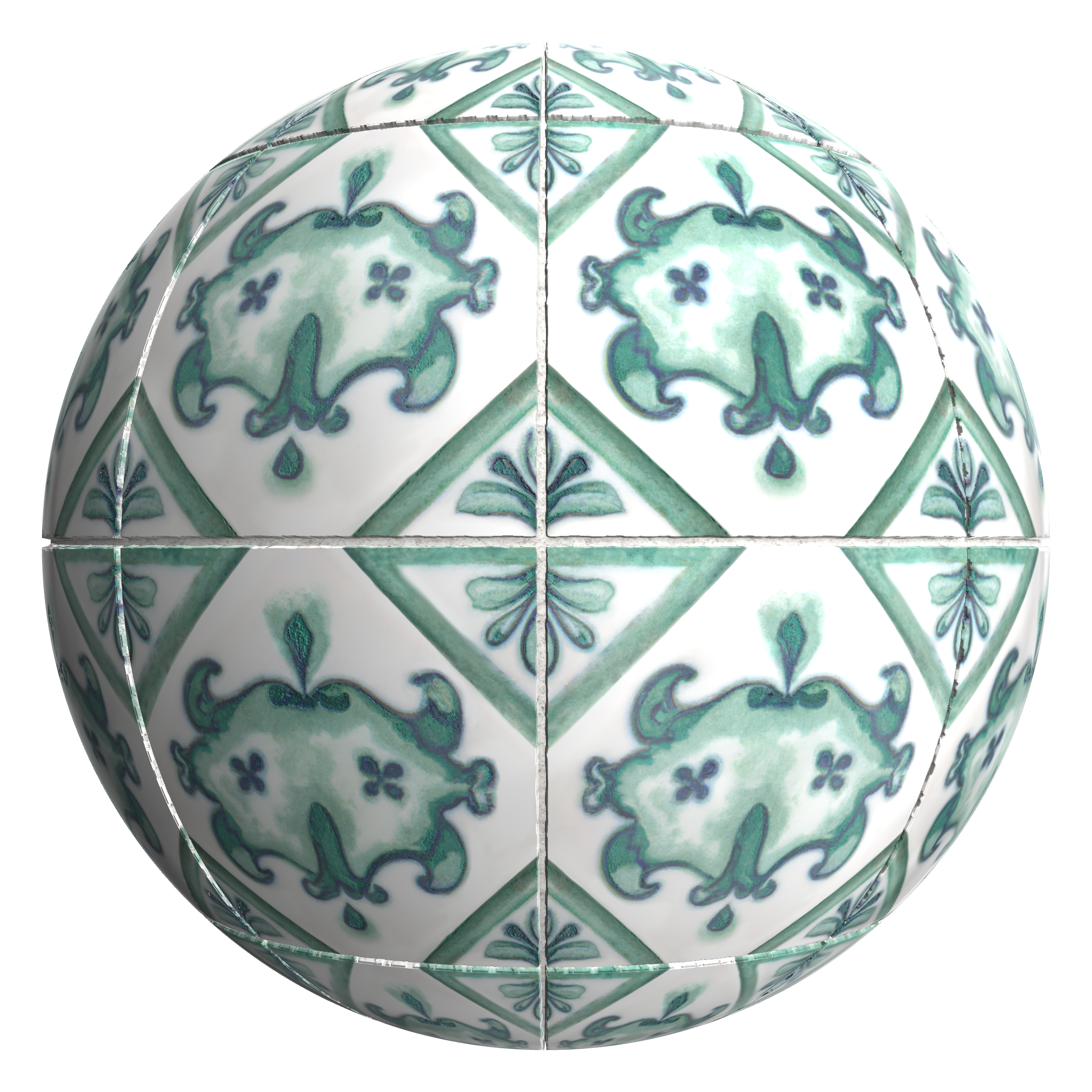 3D sphere preview of Antique Glazed Tile, Stack seamless texture
