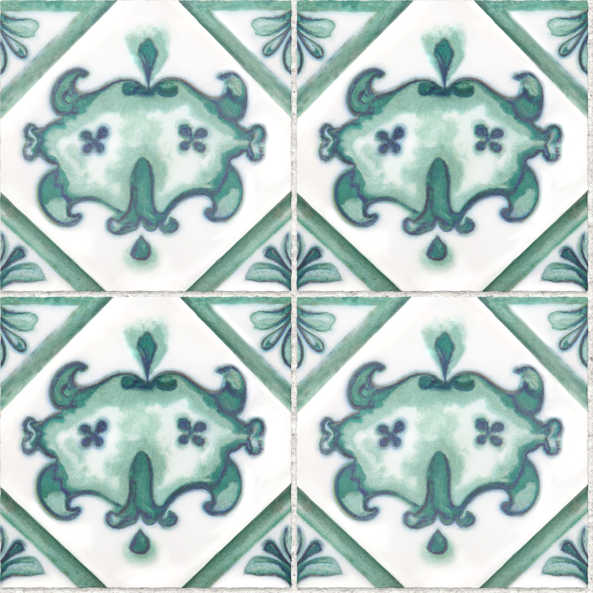 A seamless tile texture with antique glazed tile tiles arranged in a Stack pattern