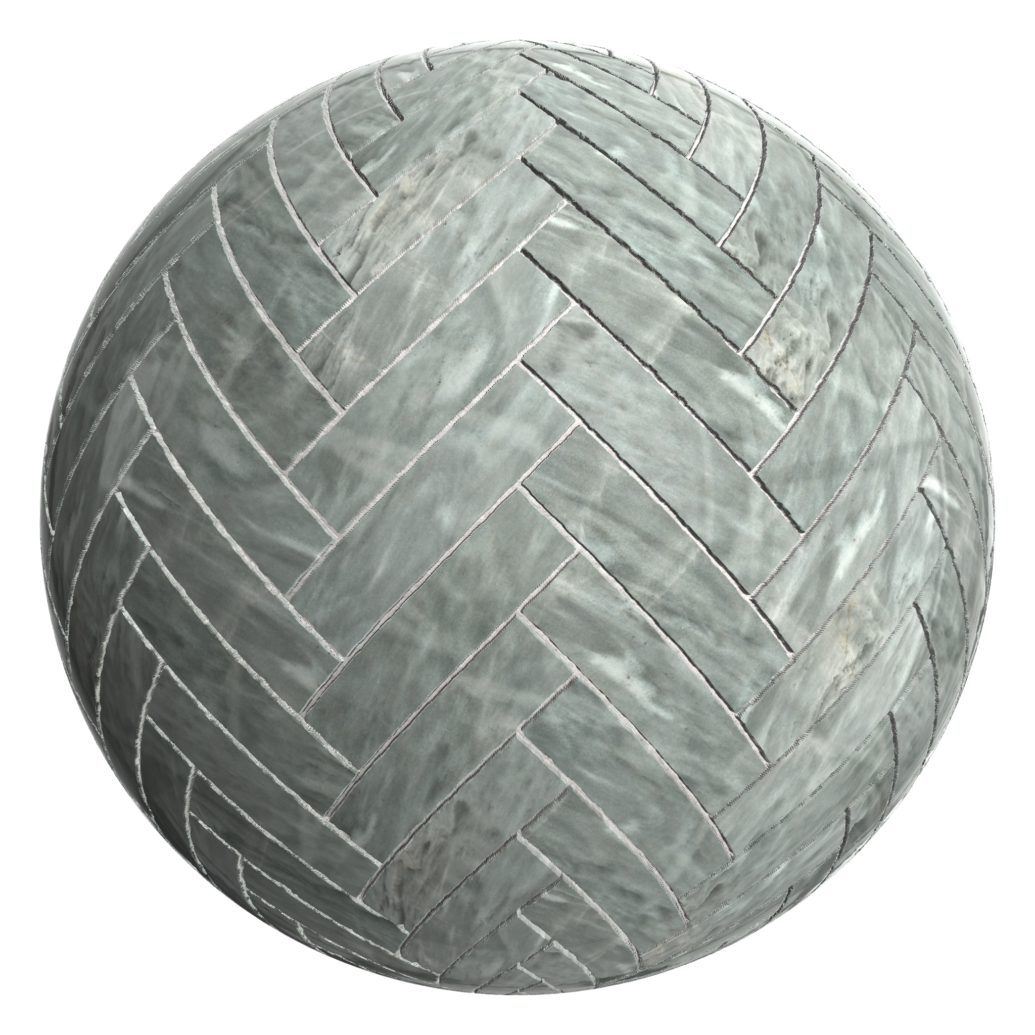 3D sphere preview of Bardiglio Marble, Herringbone seamless texture