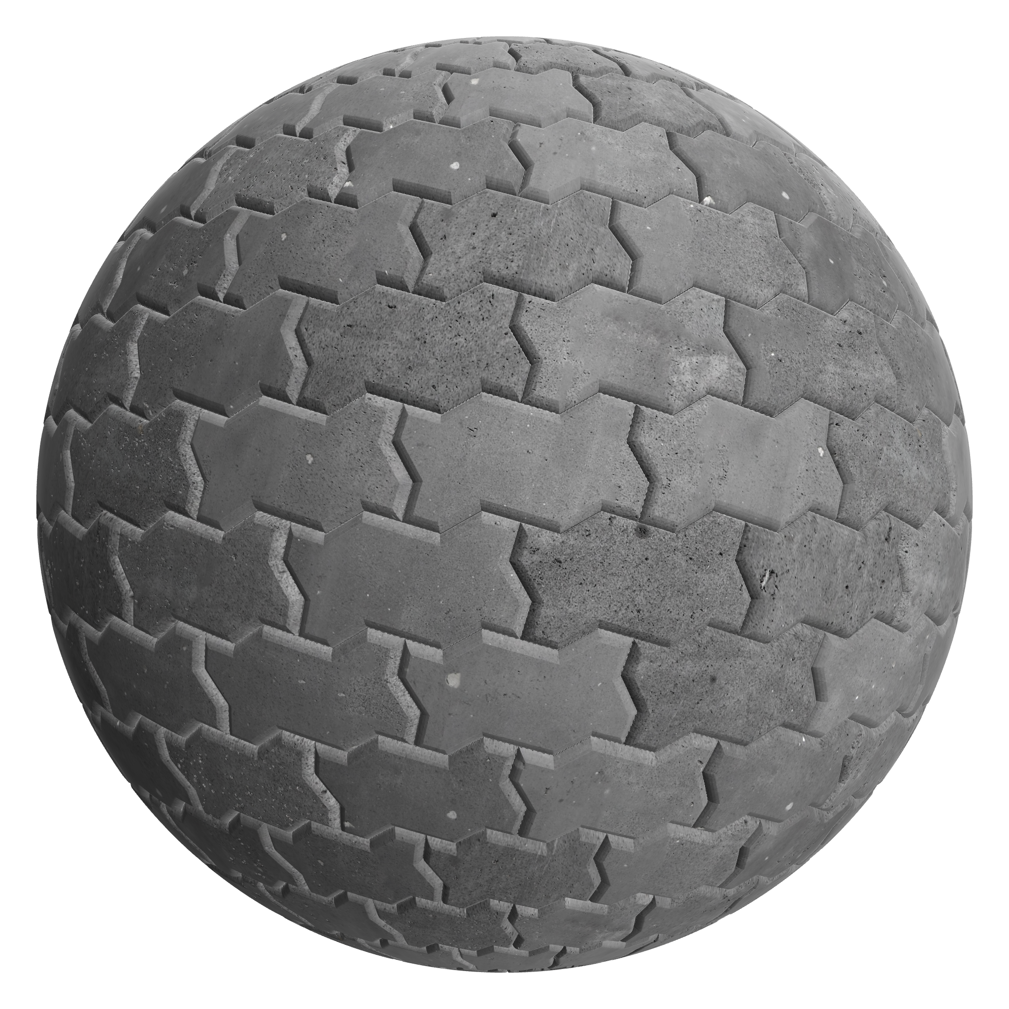 3D sphere preview of Basalt, Zig Zag Pavers seamless texture