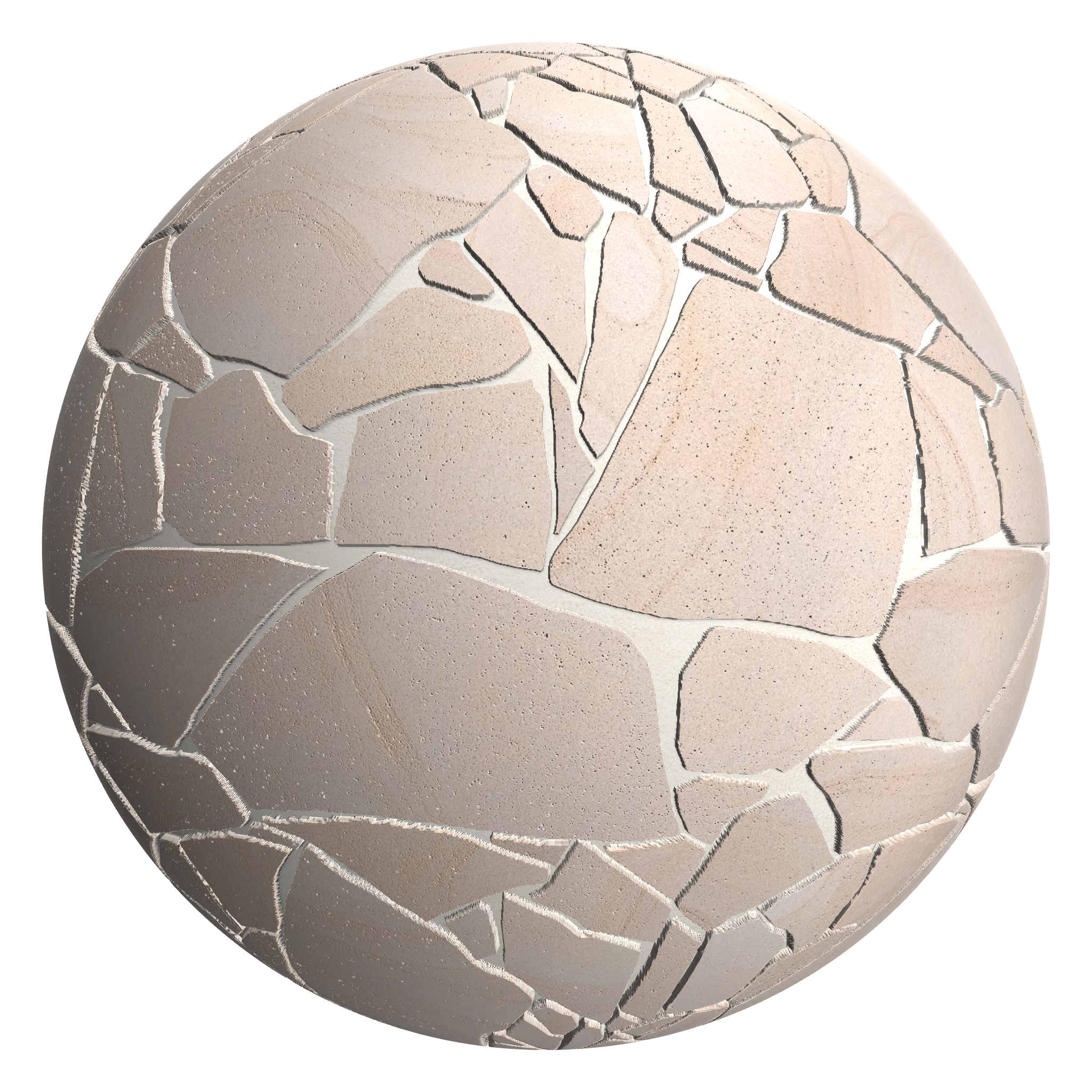 3D sphere preview of Blonde Sandstone, Crazy Paving seamless texture