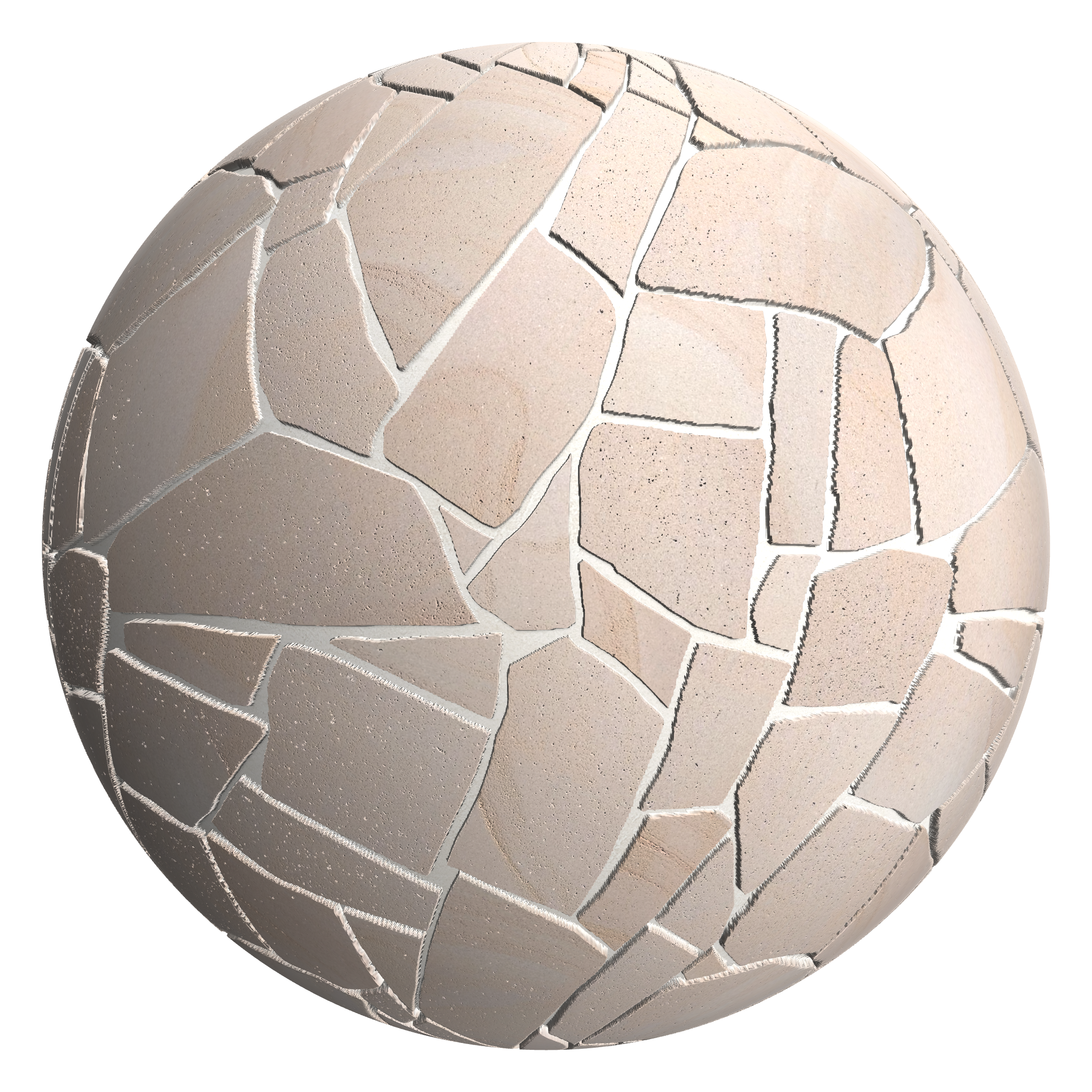 3D sphere preview of Blonde Sandstone, Crazy Paving seamless texture