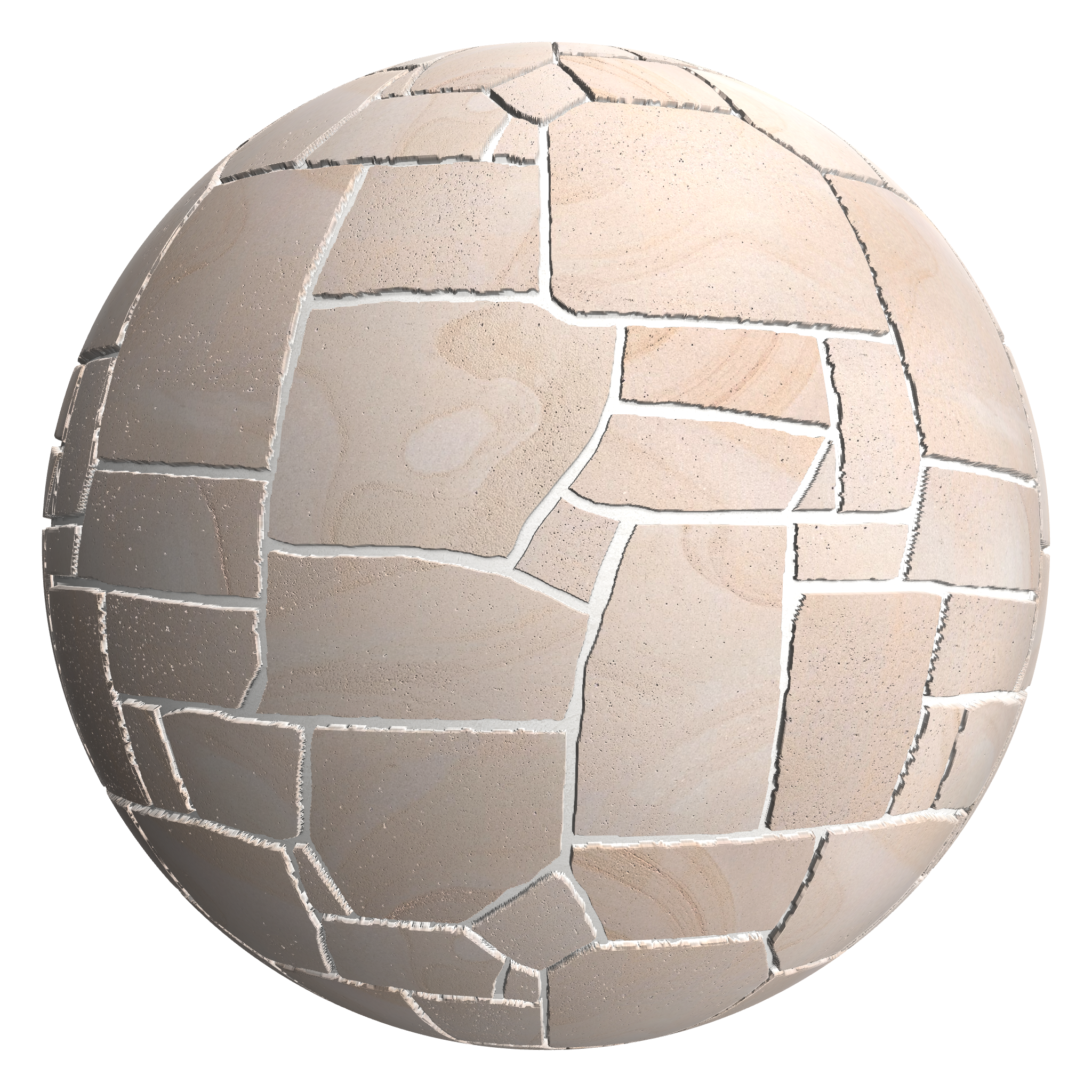 3D sphere preview of Blonde Sandstone, Crazy Paving seamless texture