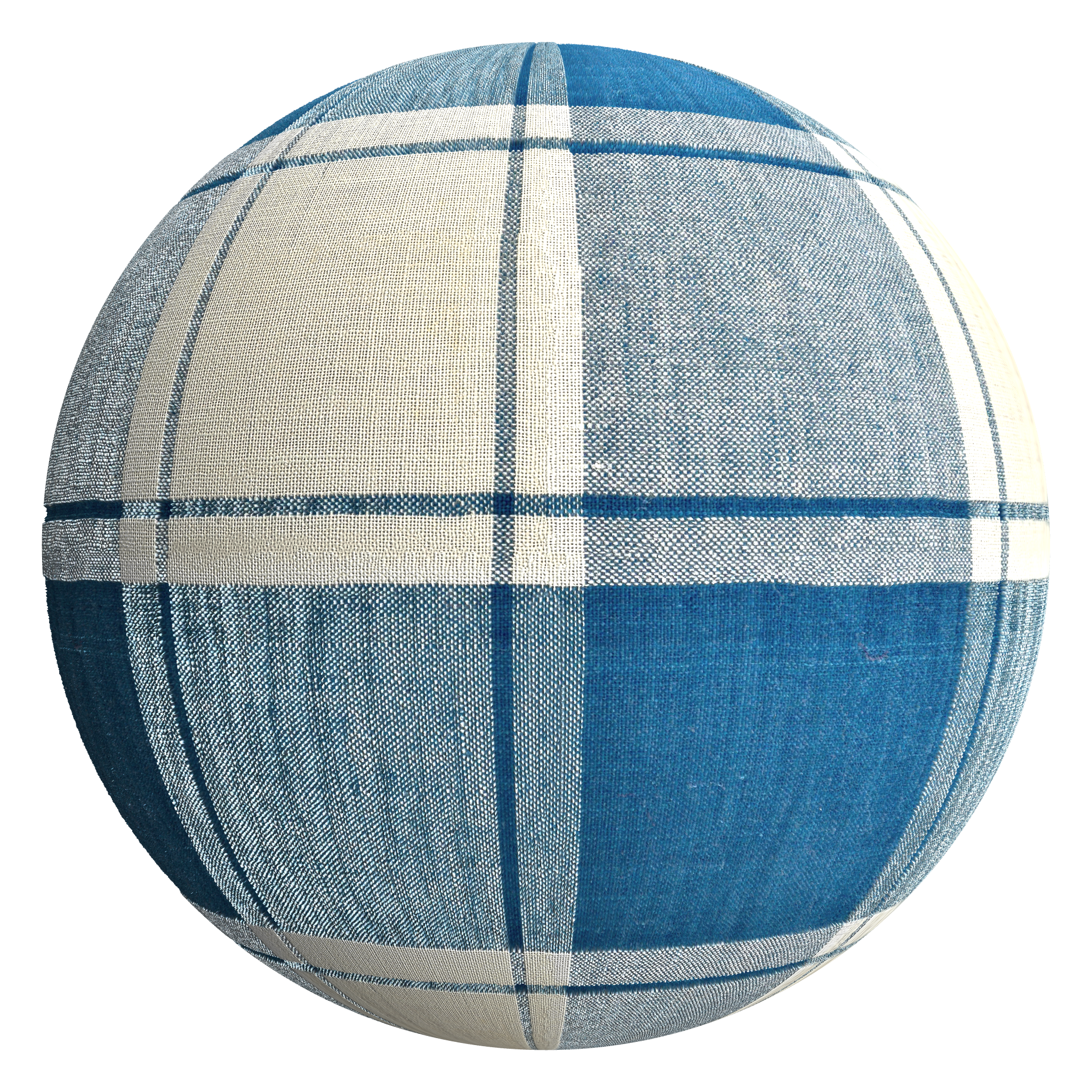 3D sphere preview of Blue Checkered Cotton Textile seamless texture