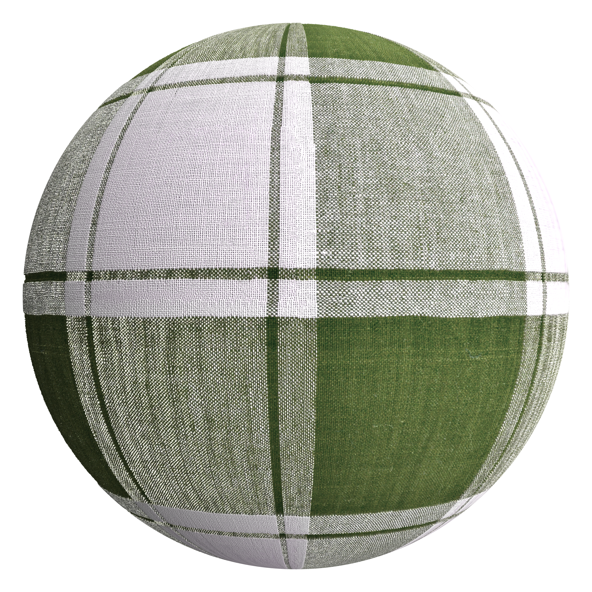 3D sphere preview of Green Checkered Cotton Textile seamless texture