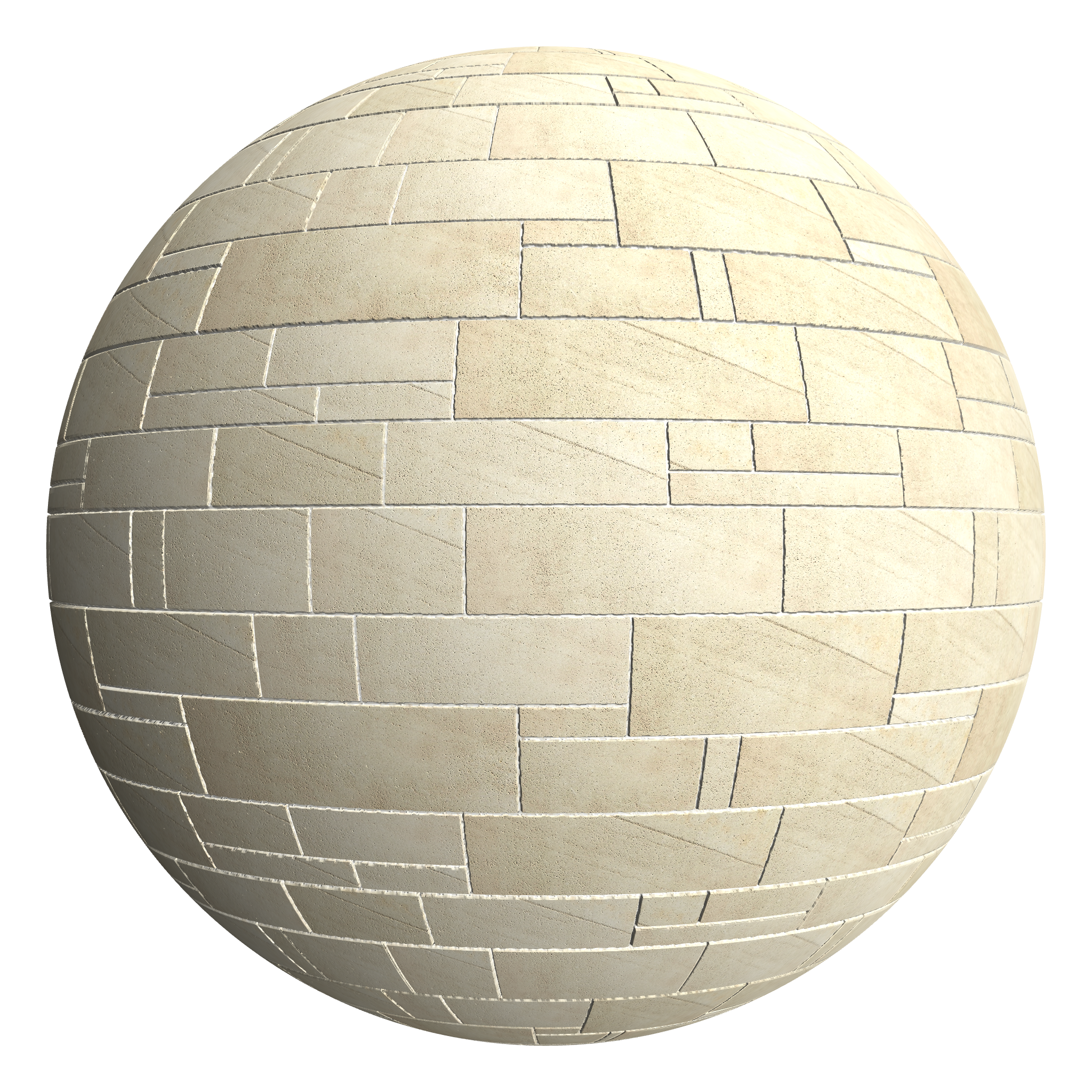3D sphere preview of Buff Sandstone, Coursed Ashlar seamless texture