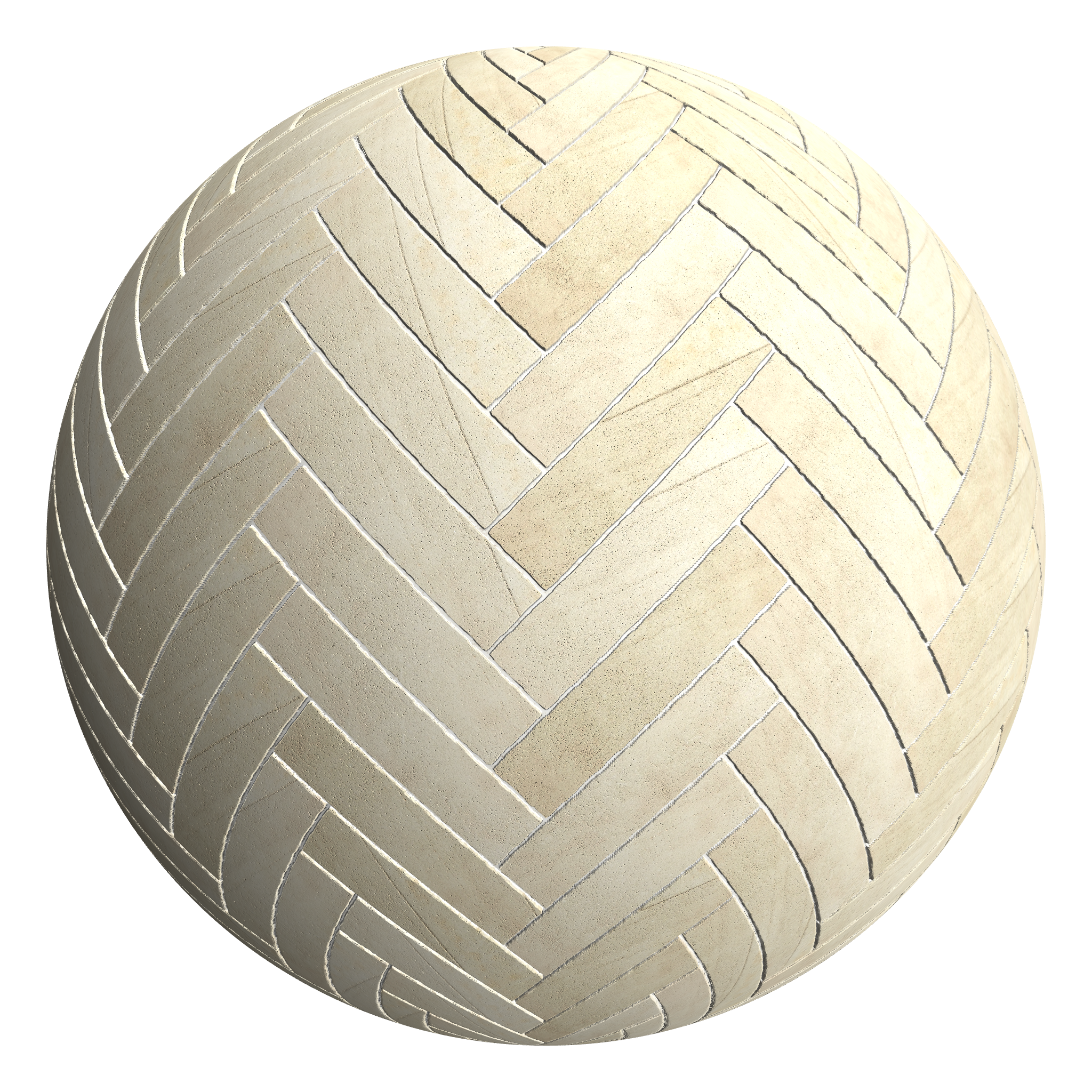 3D sphere preview of Buff Sandstone, Herringbone seamless texture