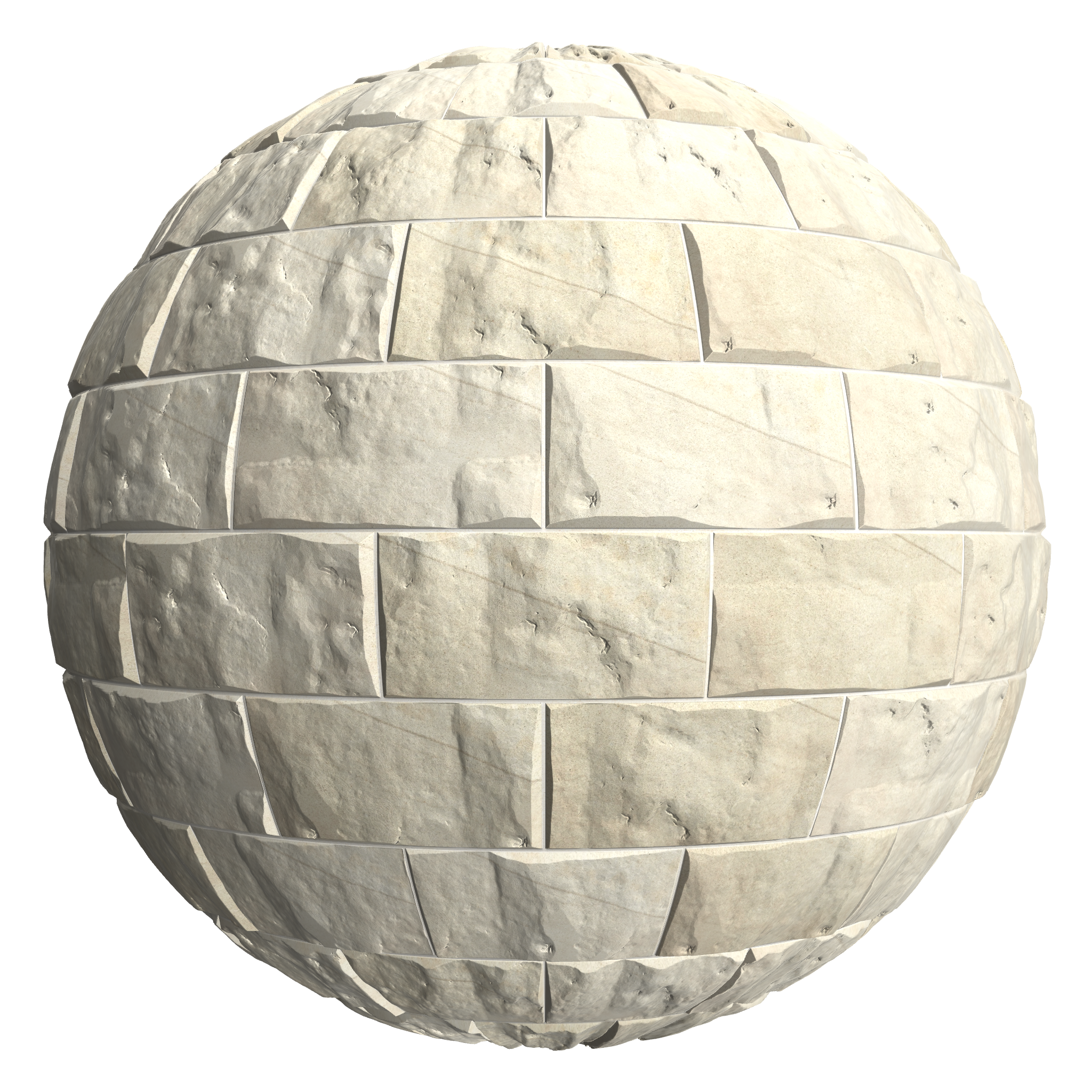 3D sphere preview of Pillowed Buff Sandstone, Stretcher seamless texture