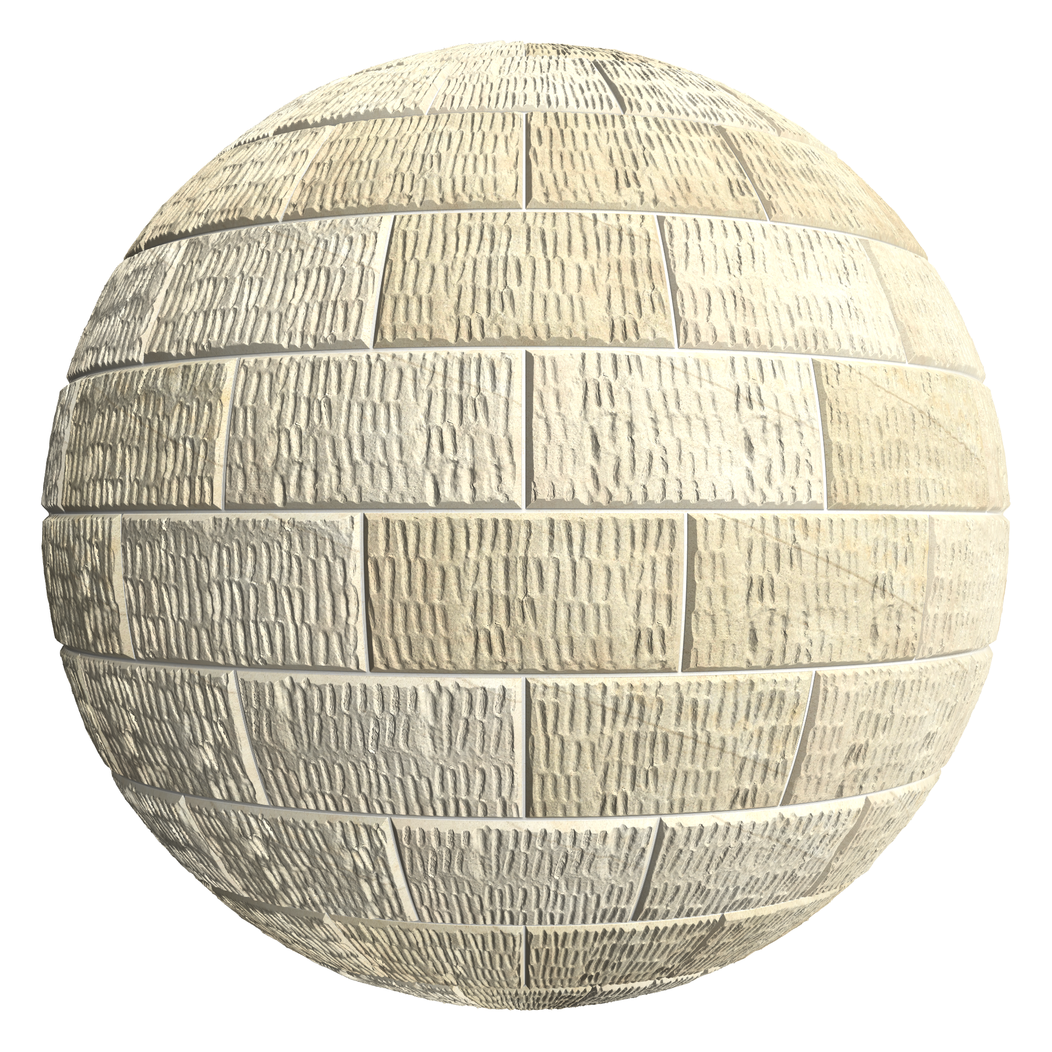 3D sphere preview of Chiseled Buff Sandstone, Stretcher seamless texture
