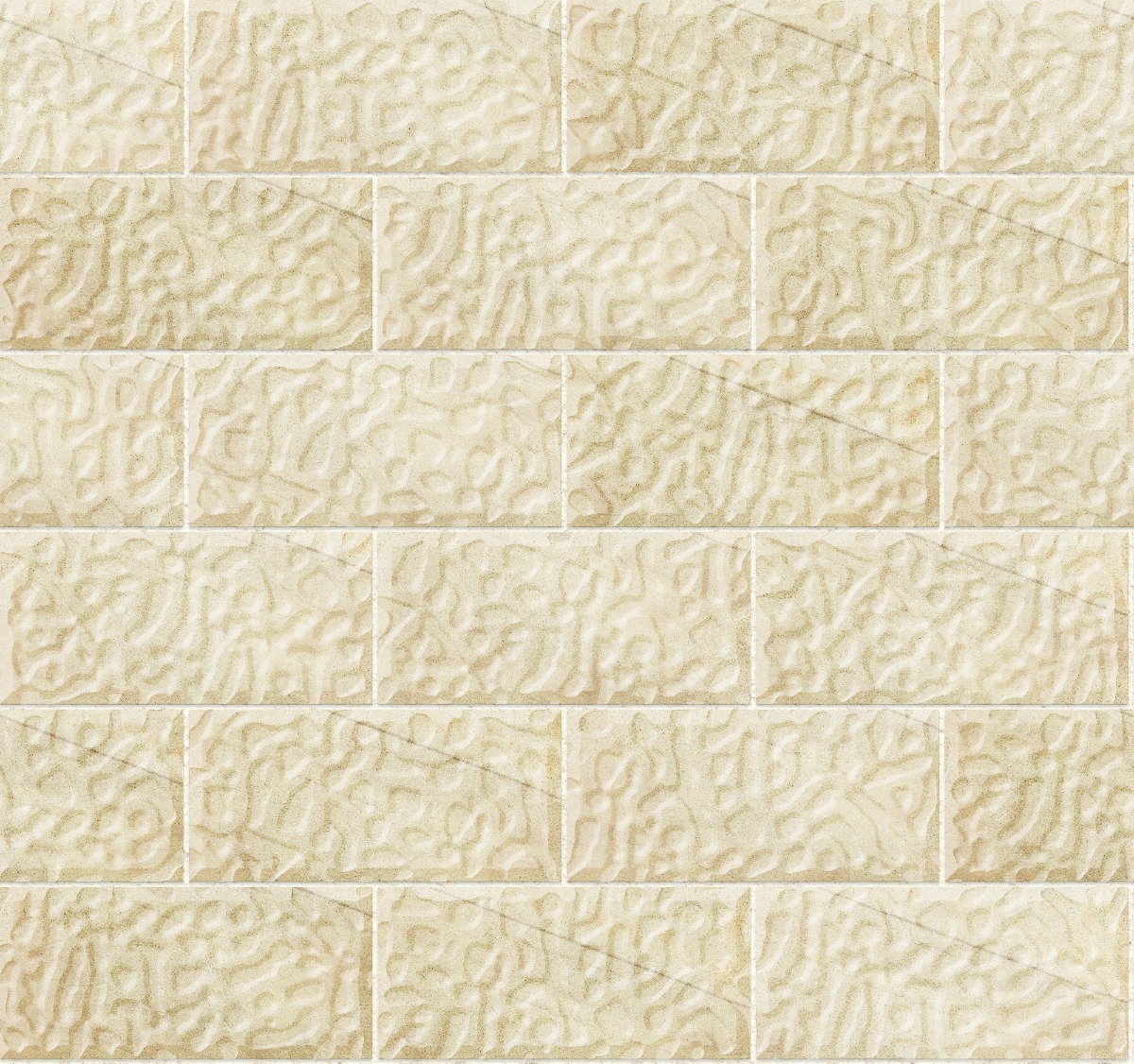 A seamless stone texture with buff sandstone blocks arranged in a Stretcher pattern