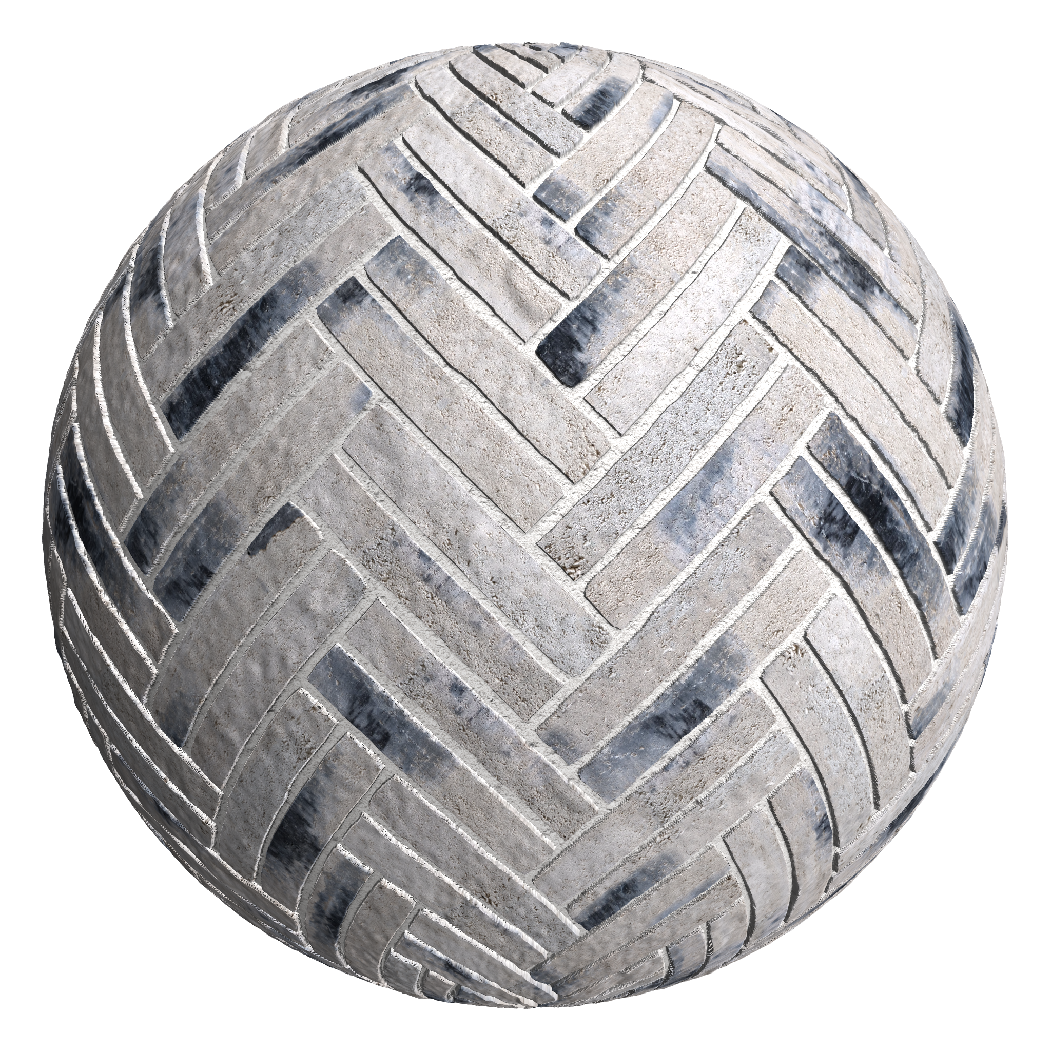 3D sphere preview of Charcoal Brick, Double Herringbone seamless texture