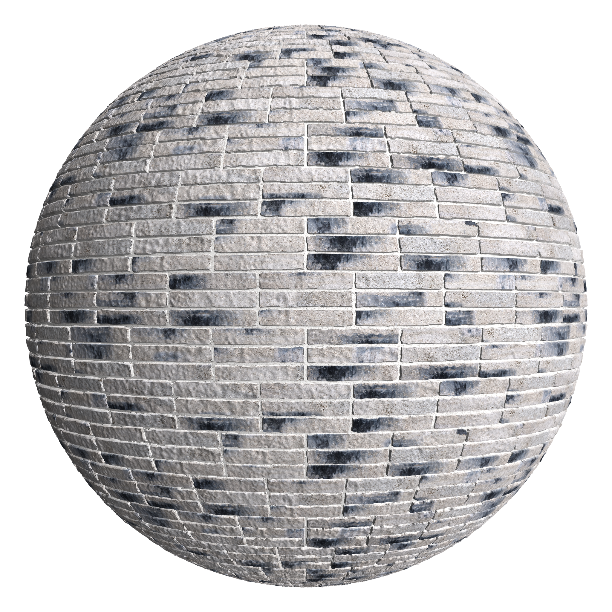 3D sphere preview of Charcoal Brick, Triple Stretcher seamless texture