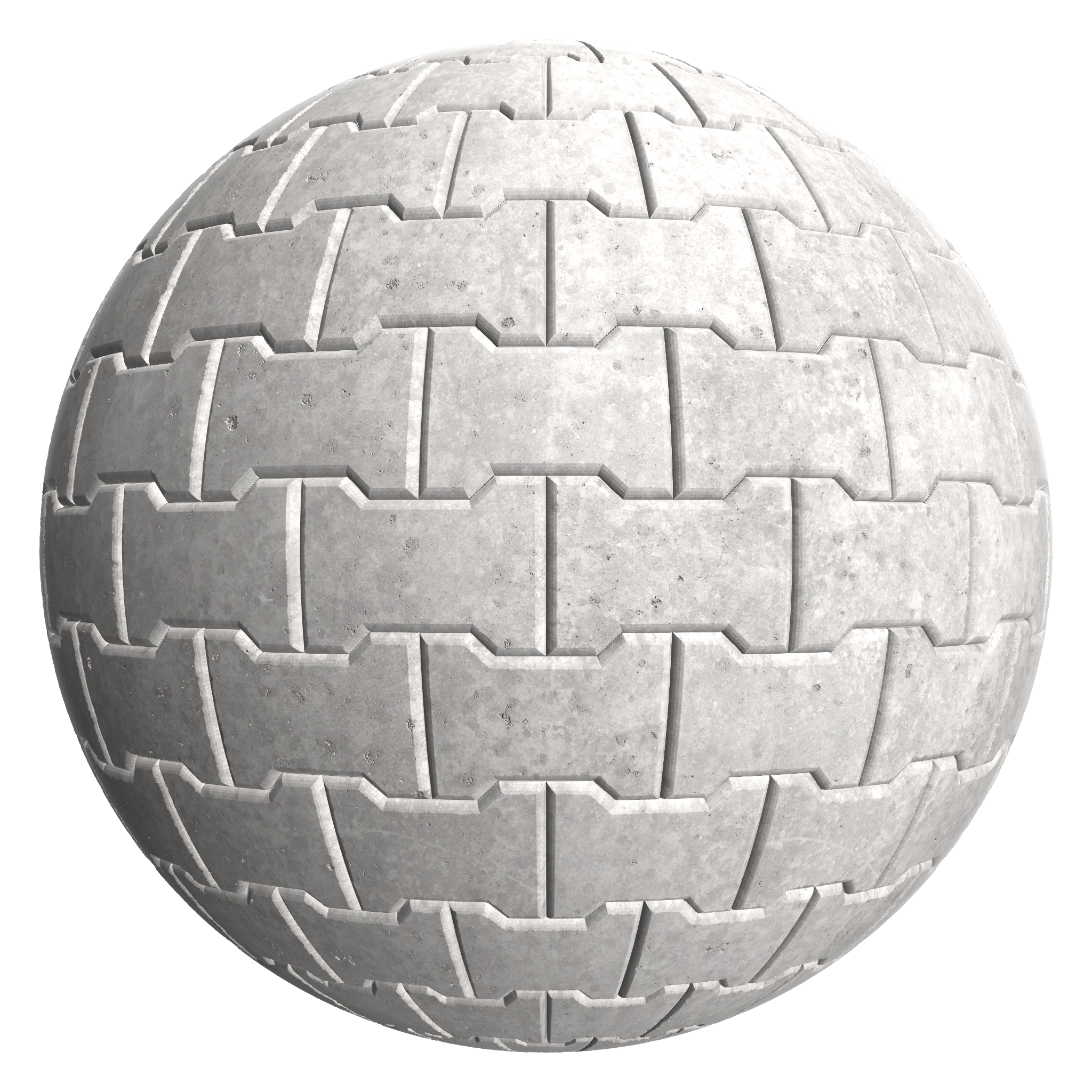 3D sphere preview of Concrete, Bowtie Pavers seamless texture