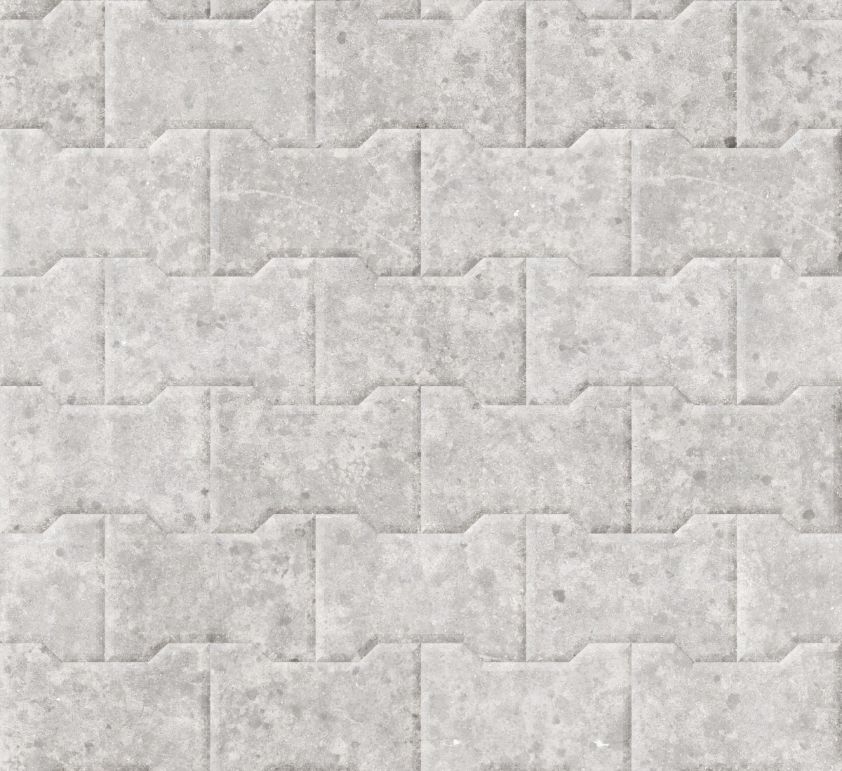 A seamless concrete texture with concrete blocks arranged in a Bowtie Pavers pattern