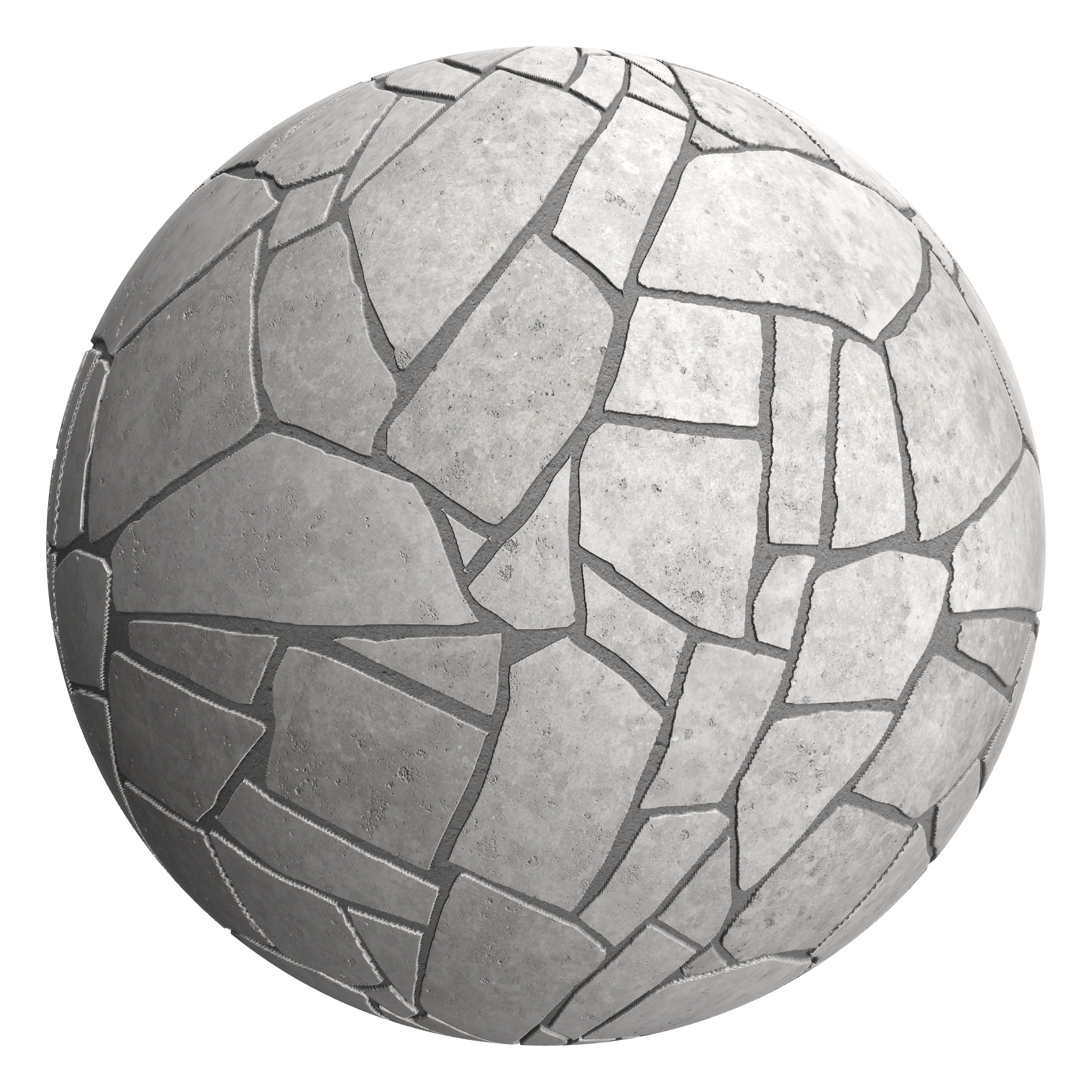 3D sphere preview of Concrete, Crazy Paving seamless texture