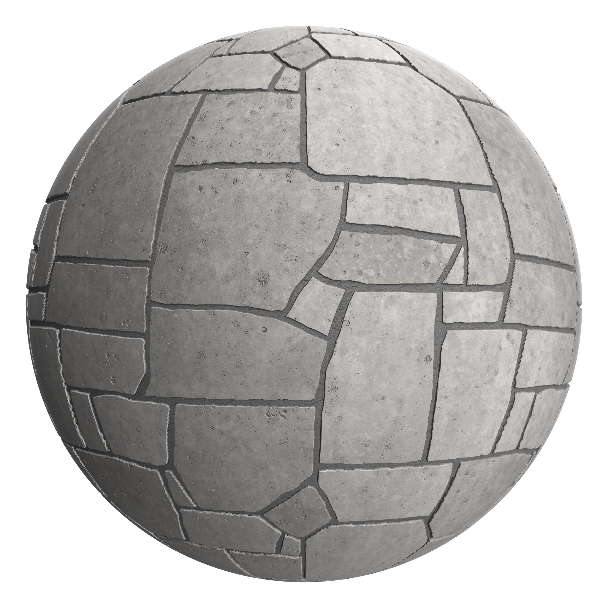 3D sphere preview of Concrete, Crazy Paving seamless texture