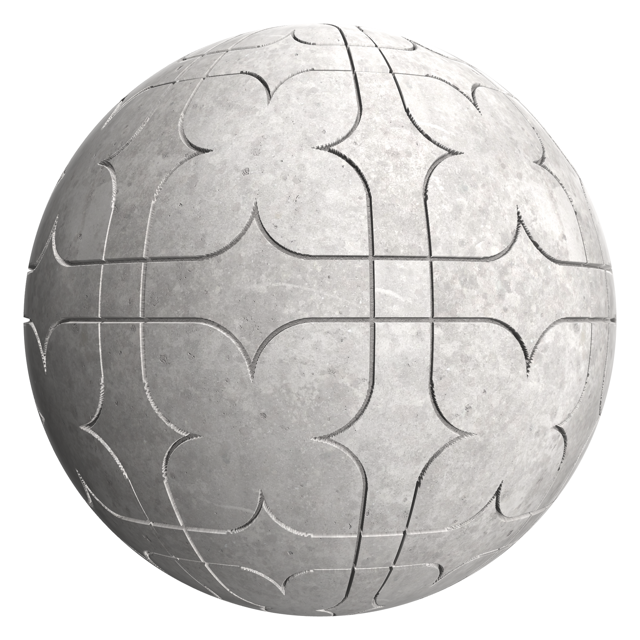 3D sphere preview of Concrete, Four Leaf seamless texture