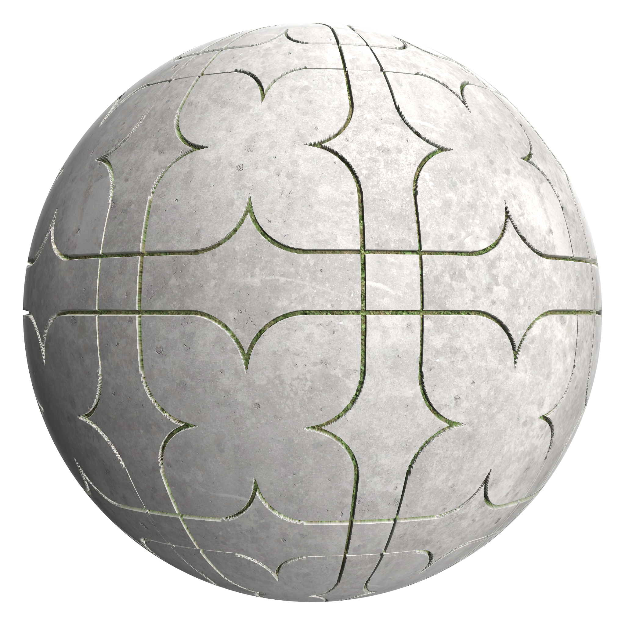 3D sphere preview of Concrete, Four Leaf seamless texture
