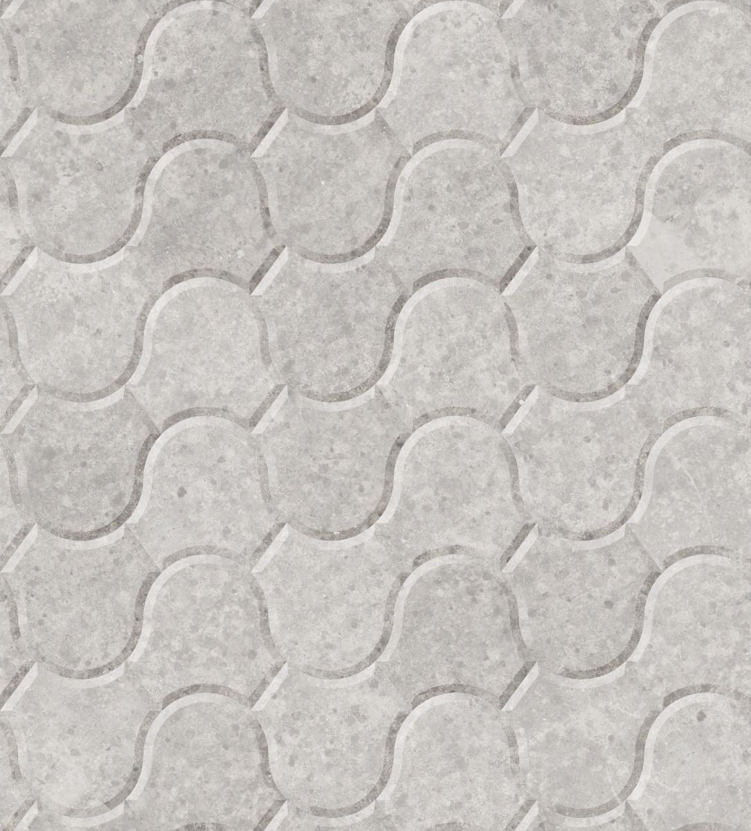 A seamless concrete texture with concrete blocks arranged in a Interlocking Wave pattern