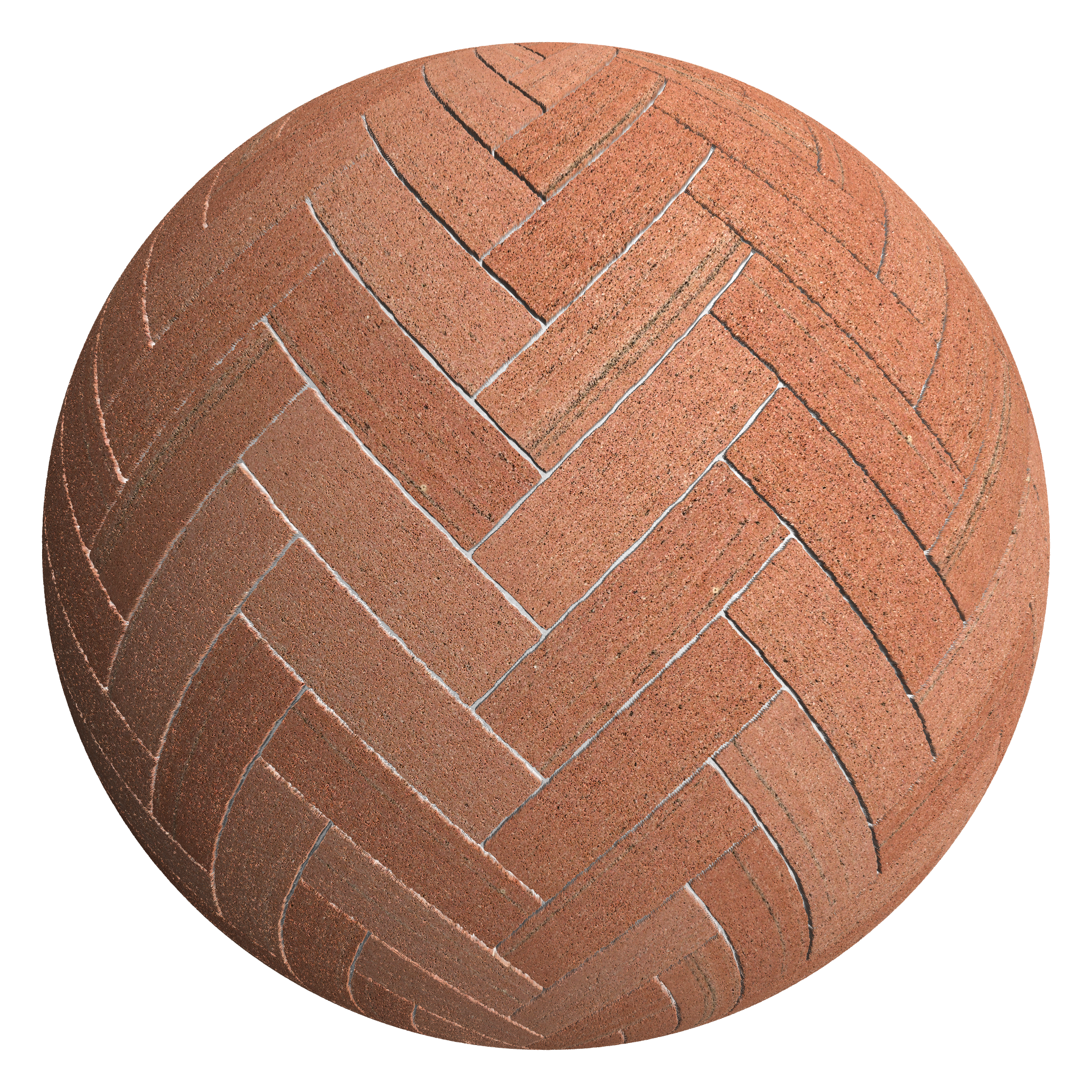 3D sphere preview of Corncockle Red Sandstone, Herringbone seamless texture