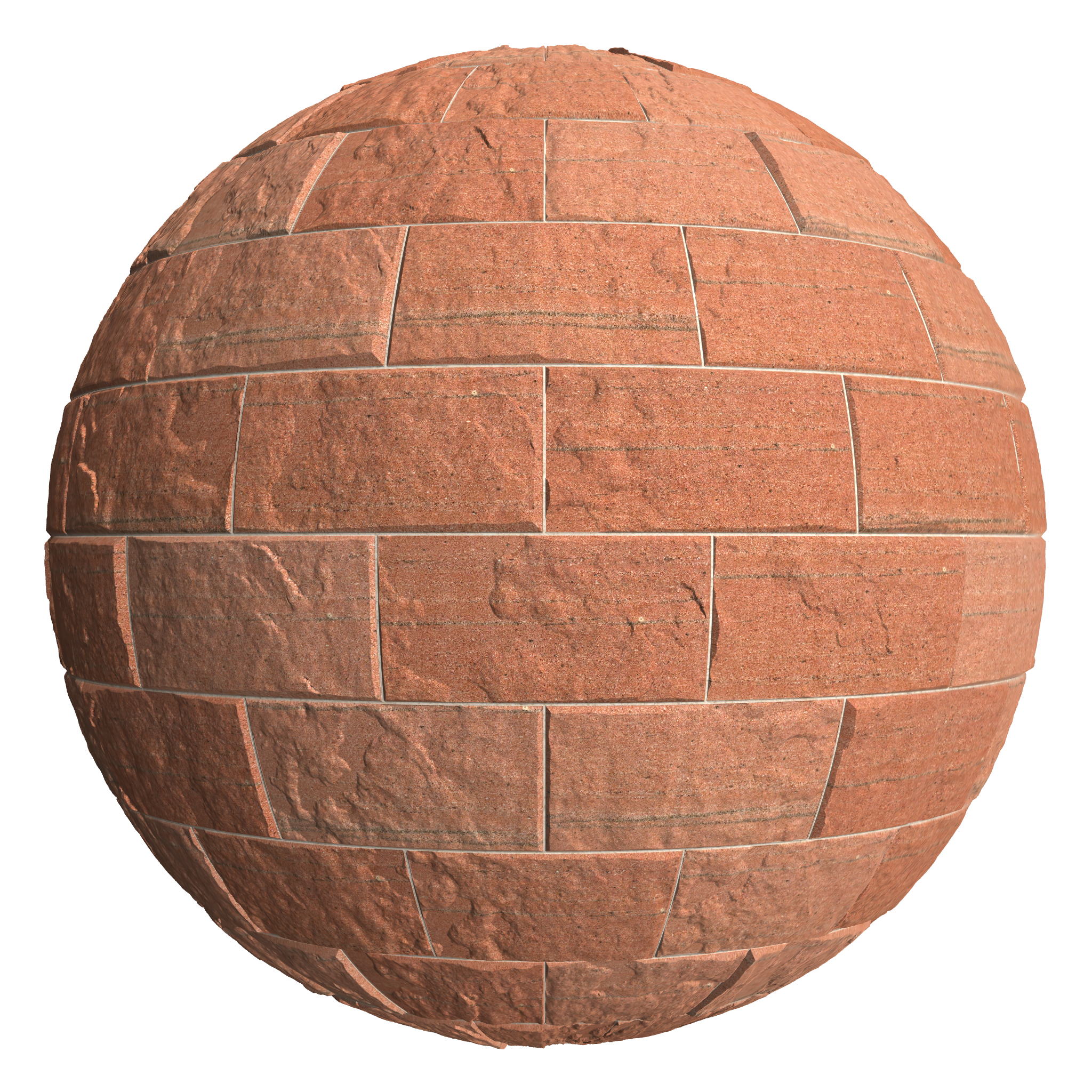 3D sphere preview of Rock Faced Corncockle Red Sandstone, Stretcher seamless texture