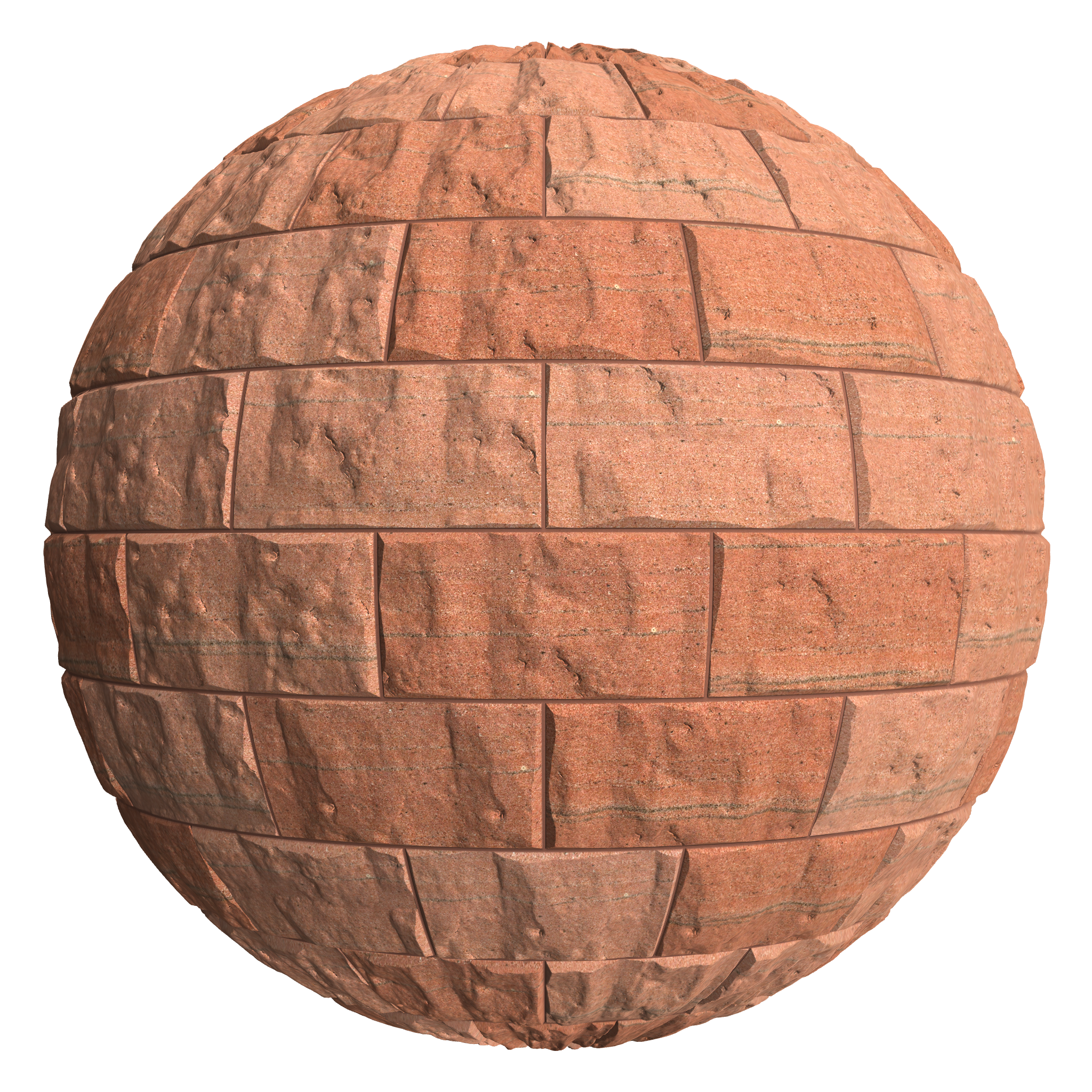 3D sphere preview of Pillowed Corncockle Red Sandstone, Stretcher seamless texture