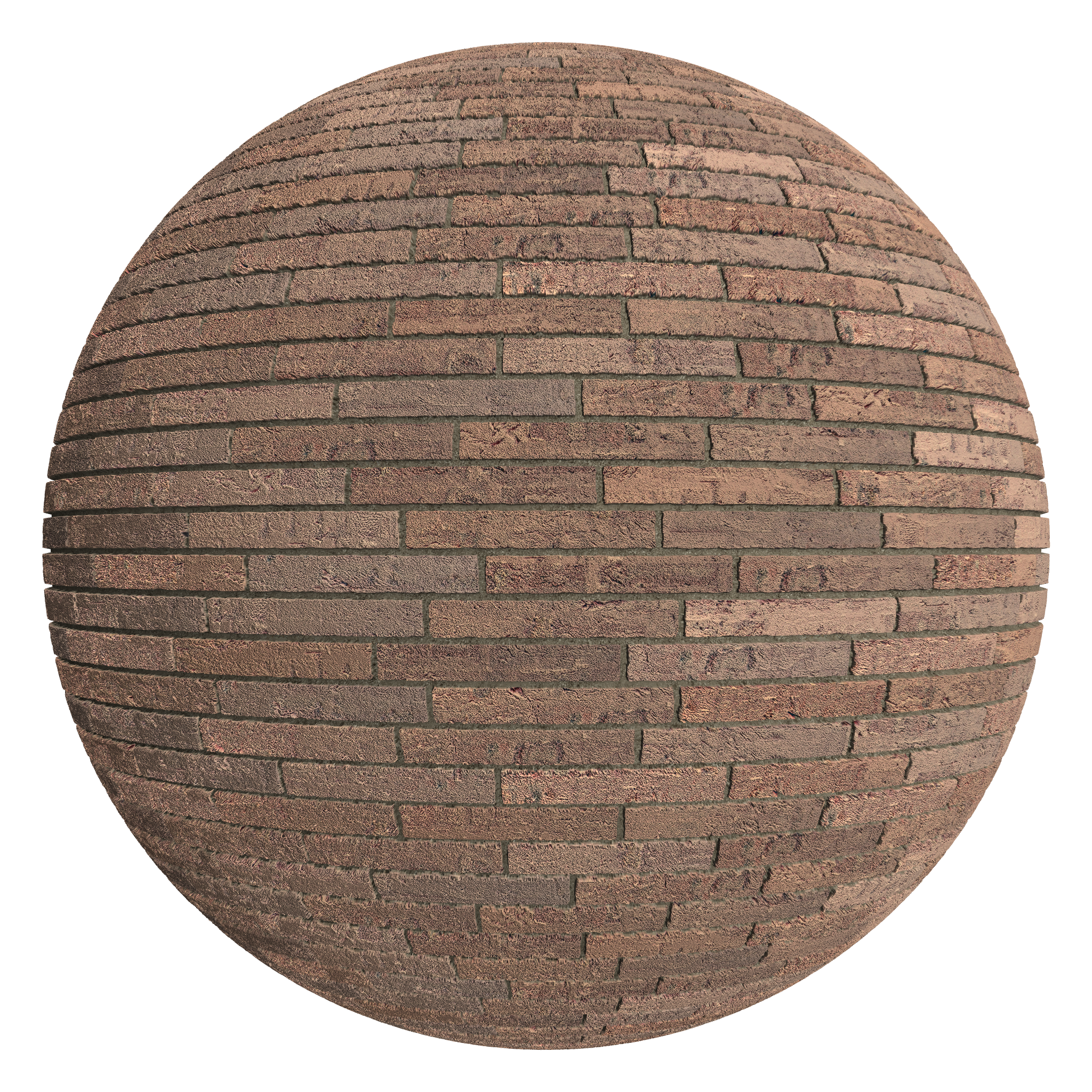 3D sphere preview of Creased Brick Staggered seamless texture