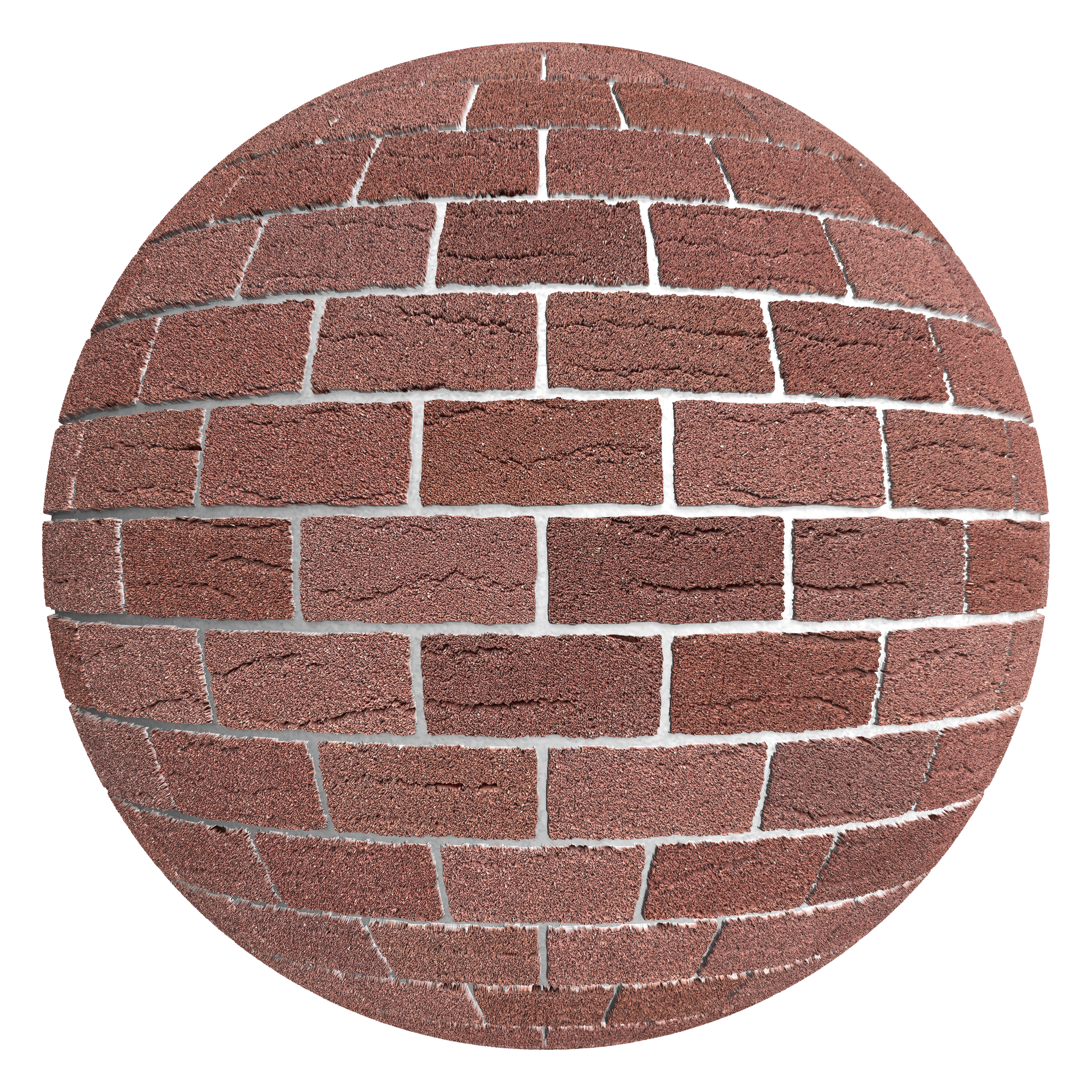 3D sphere preview of Creased Brick Stretcher seamless texture