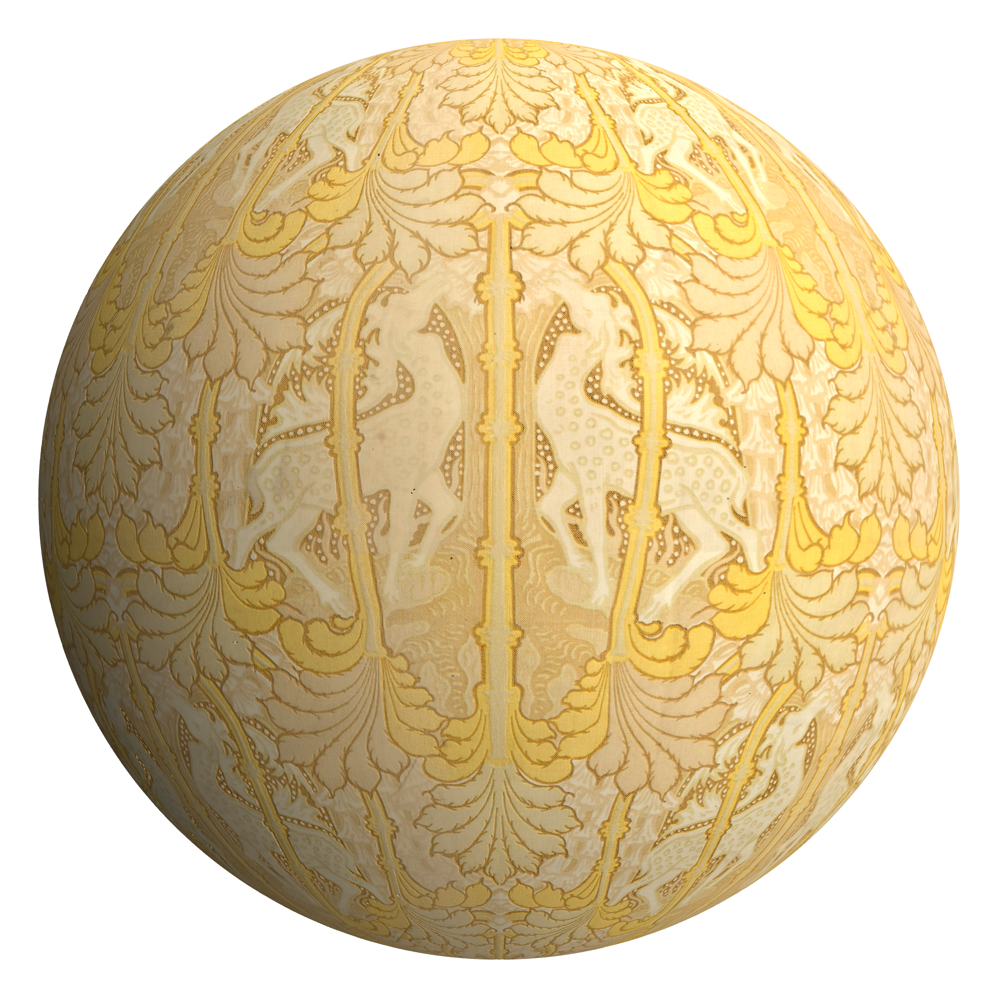 3D sphere preview of Cretonne Deer Fabric seamless texture