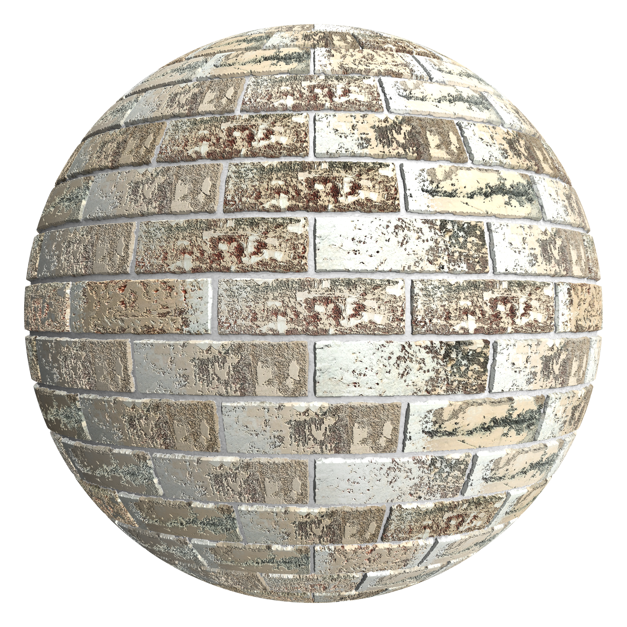 3D sphere preview of Distressed Brick, Stretcher seamless texture