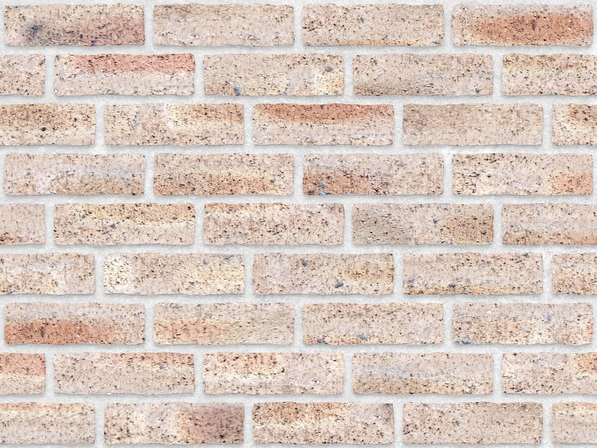 A seamless brick texture with dragfaced brick units arranged in a 1/3 Running Bond pattern