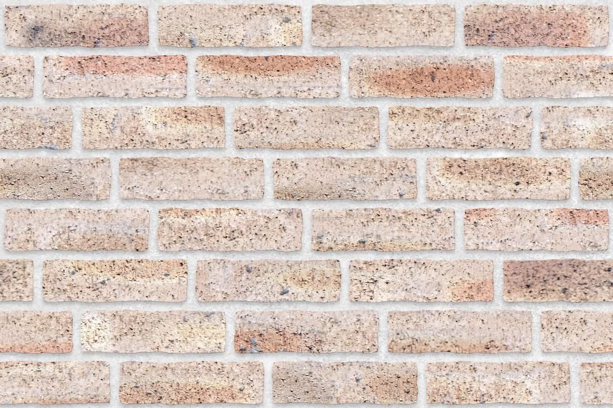 A seamless brick texture with dragfaced brick units arranged in a 1/4 Running Bond pattern