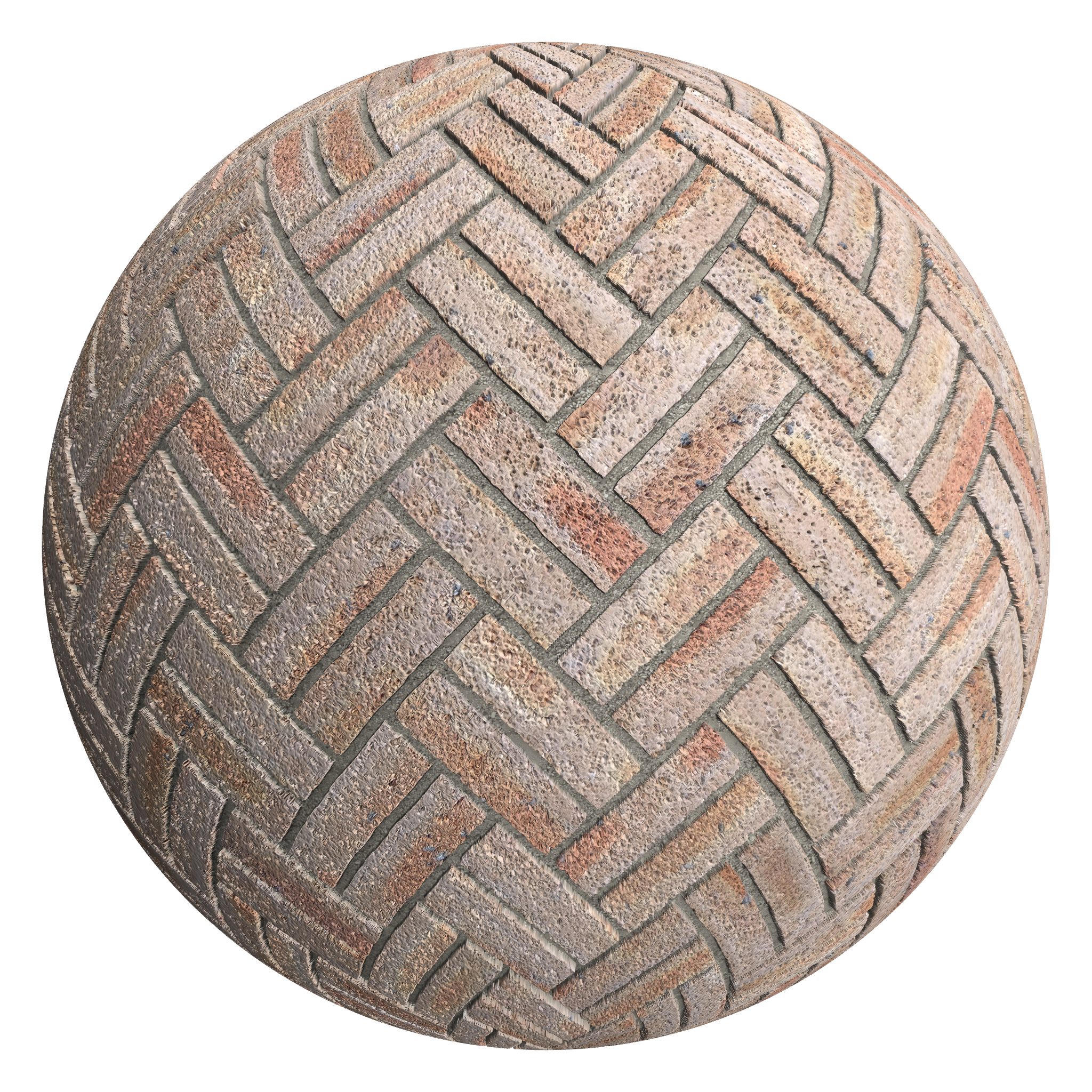 3D sphere preview of Dragfaced Brick, Double Herringbone seamless texture