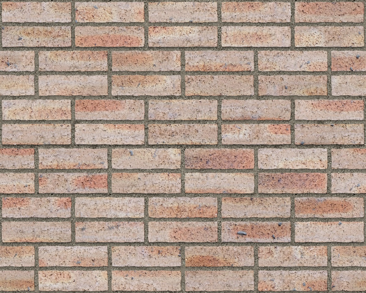 A seamless brick texture with dragfaced brick units arranged in a Double Stretcher pattern