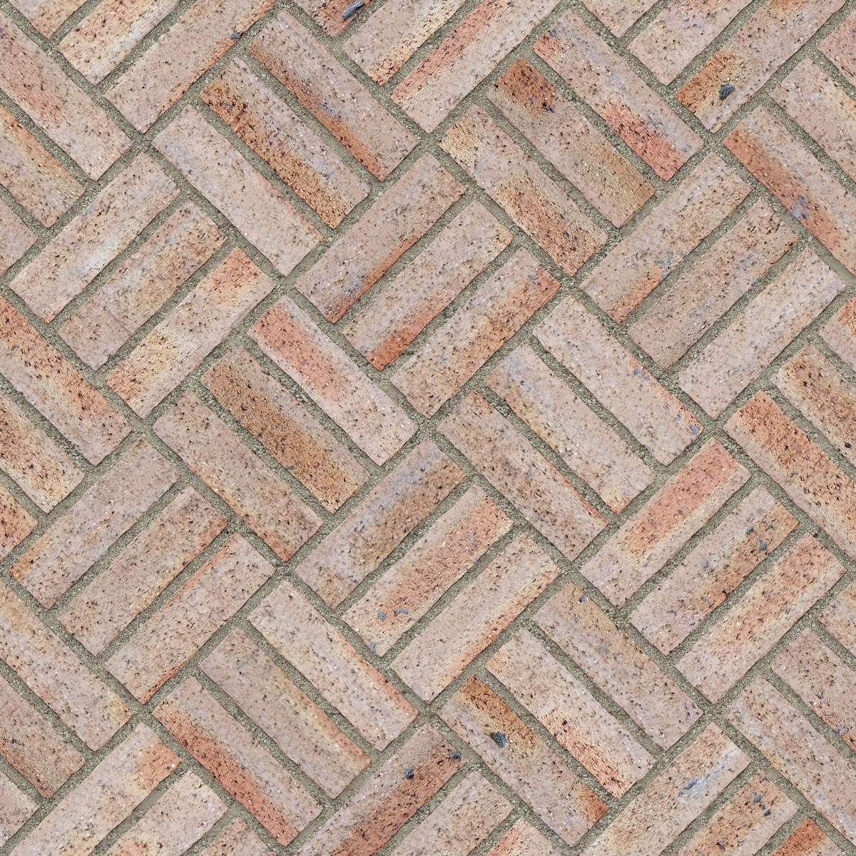 A seamless brick texture with dragfaced brick units arranged in a Triple Herringbone pattern