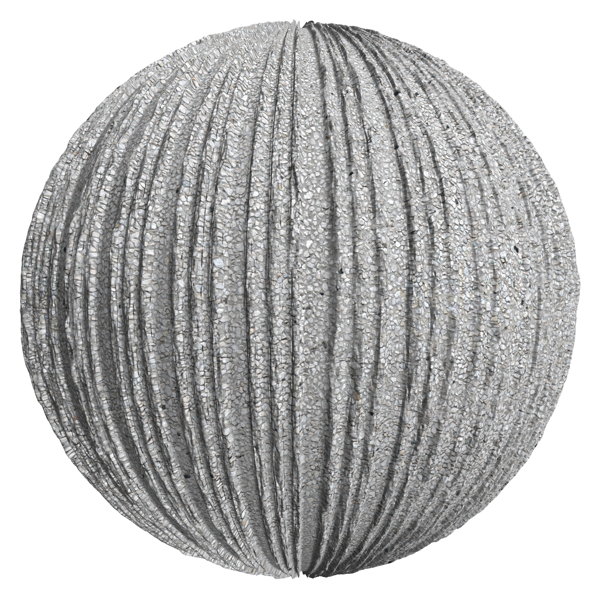 3D sphere preview of Vertical Bush Hammered Exposed Aggregate seamless texture